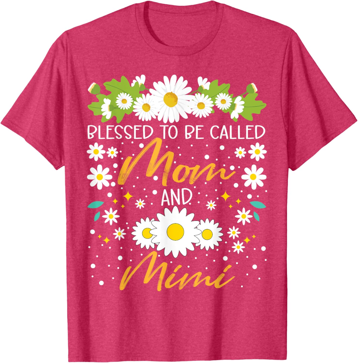 Blessed to Be Called Mom and Mimi Daisy Floral T-Shirt for Family Fun - 16
