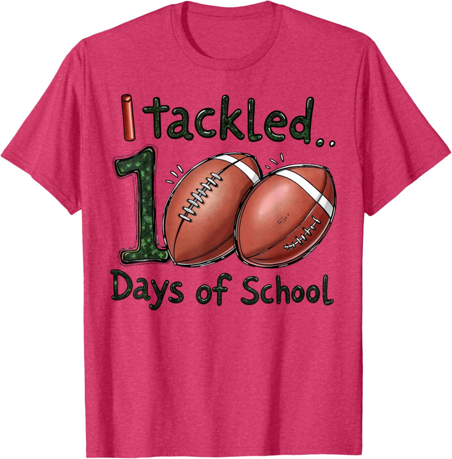 100 Days of School Football Boys T-Shirt for Celebrating Milestones - 12