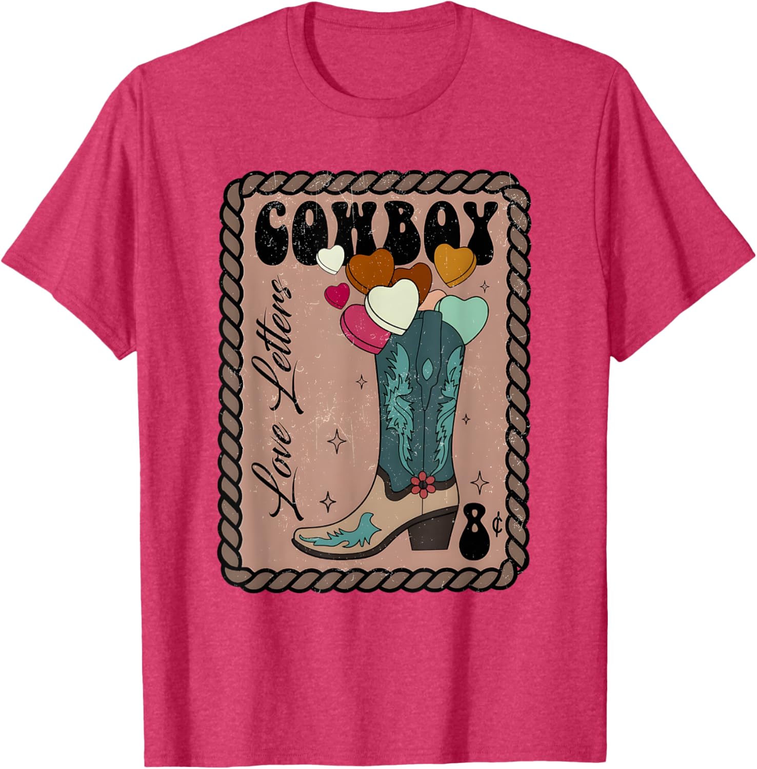 Cute Cowboy Love Letter Retro Valentine T-Shirt for Western Lovers - 5