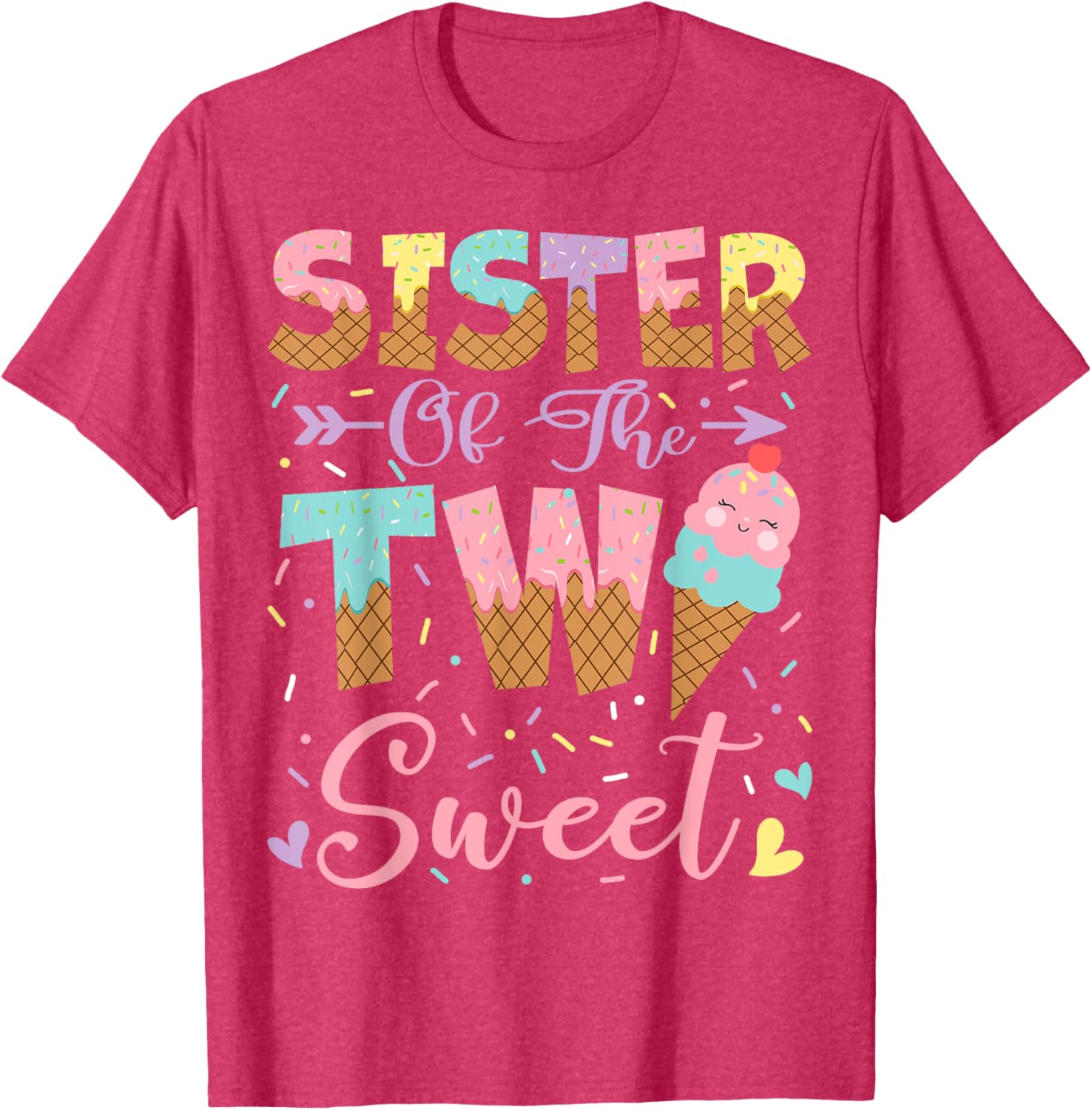 Adorable Sister of the Two Sweet Summer Ice Cream Birthday T-Shirt - 7