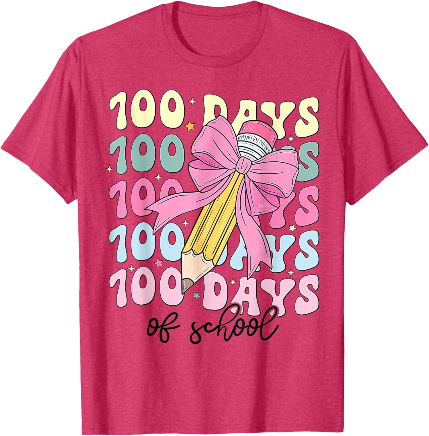 Coquette Bow 100th Day of School T-Shirt for Girls Fun School Celebration - 16