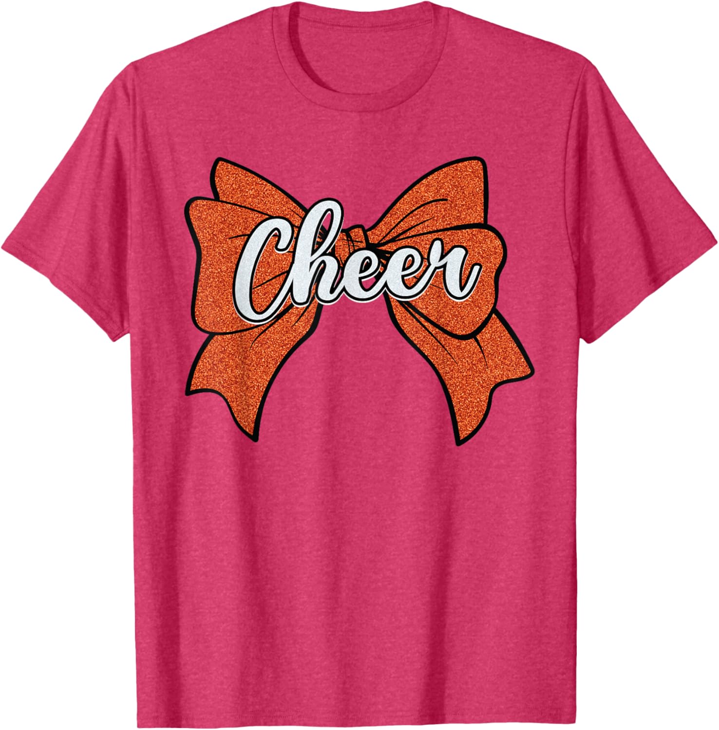 Coquette Orange Cheer Bow Sport T-Shirt for Cheerleaders and Fans - 23