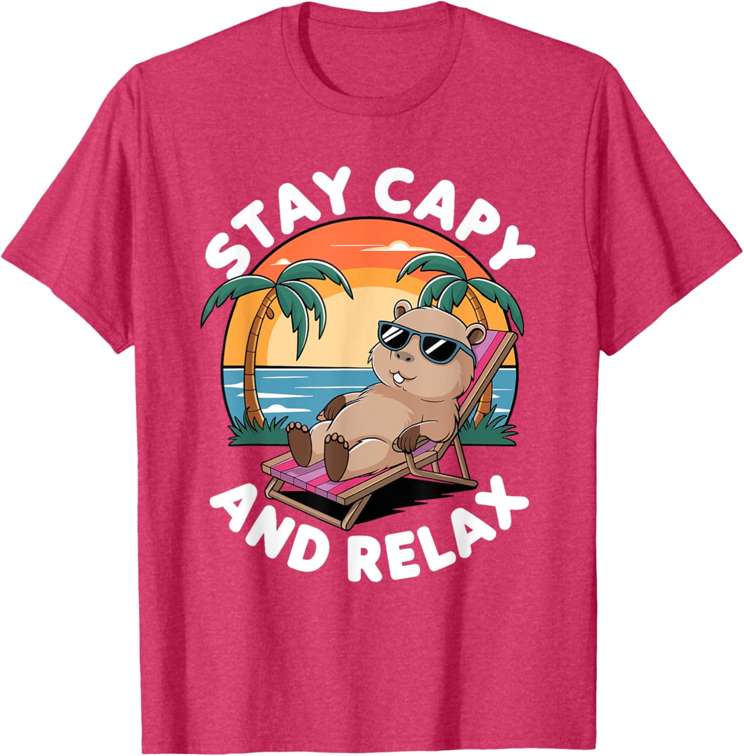 VYLOXA Unisex Cartoon Capybara T-Shirt for Adults and Kids in Black - 1