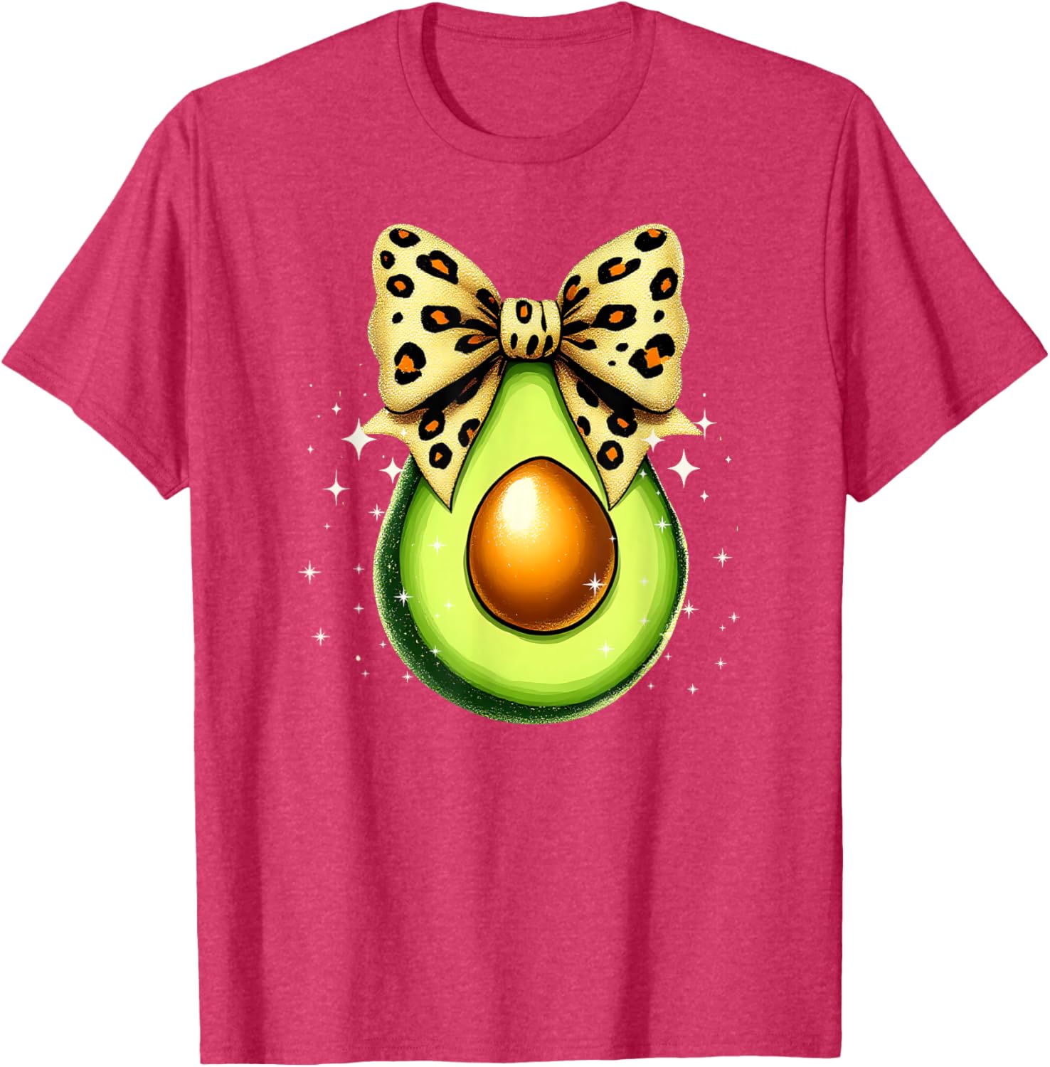 Cute Avocado Leopard Ribbon Bow T-Shirt for Women and Girls - 2
