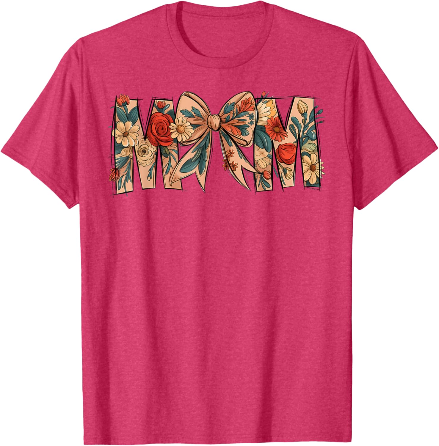Charming Floral Coquette Bow T-Shirt for Moms on Mother's Day - 20