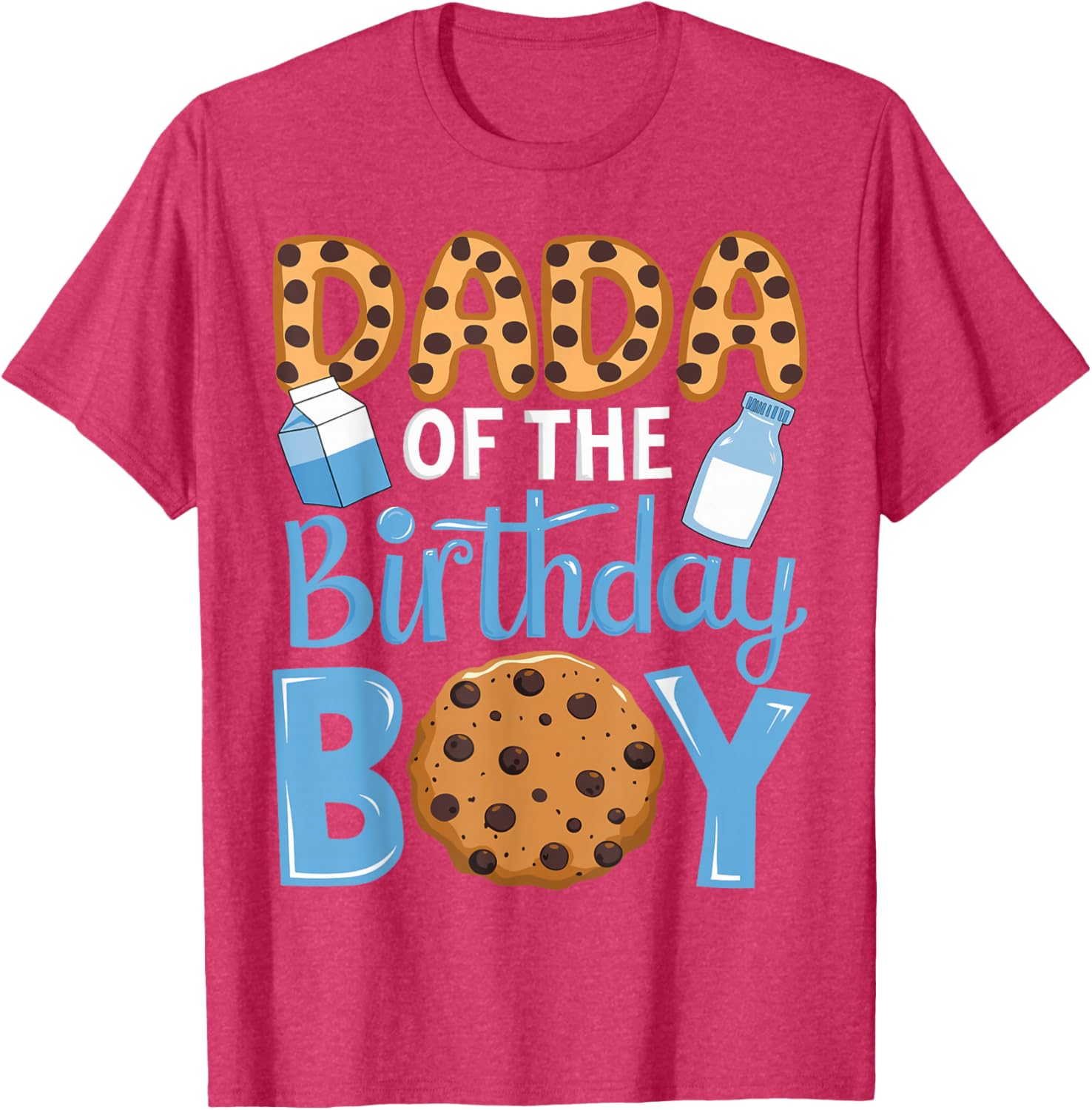Dada of The Birthday Boy Milk and Cookies Dad 1st Birthday T-Shirt - 2
