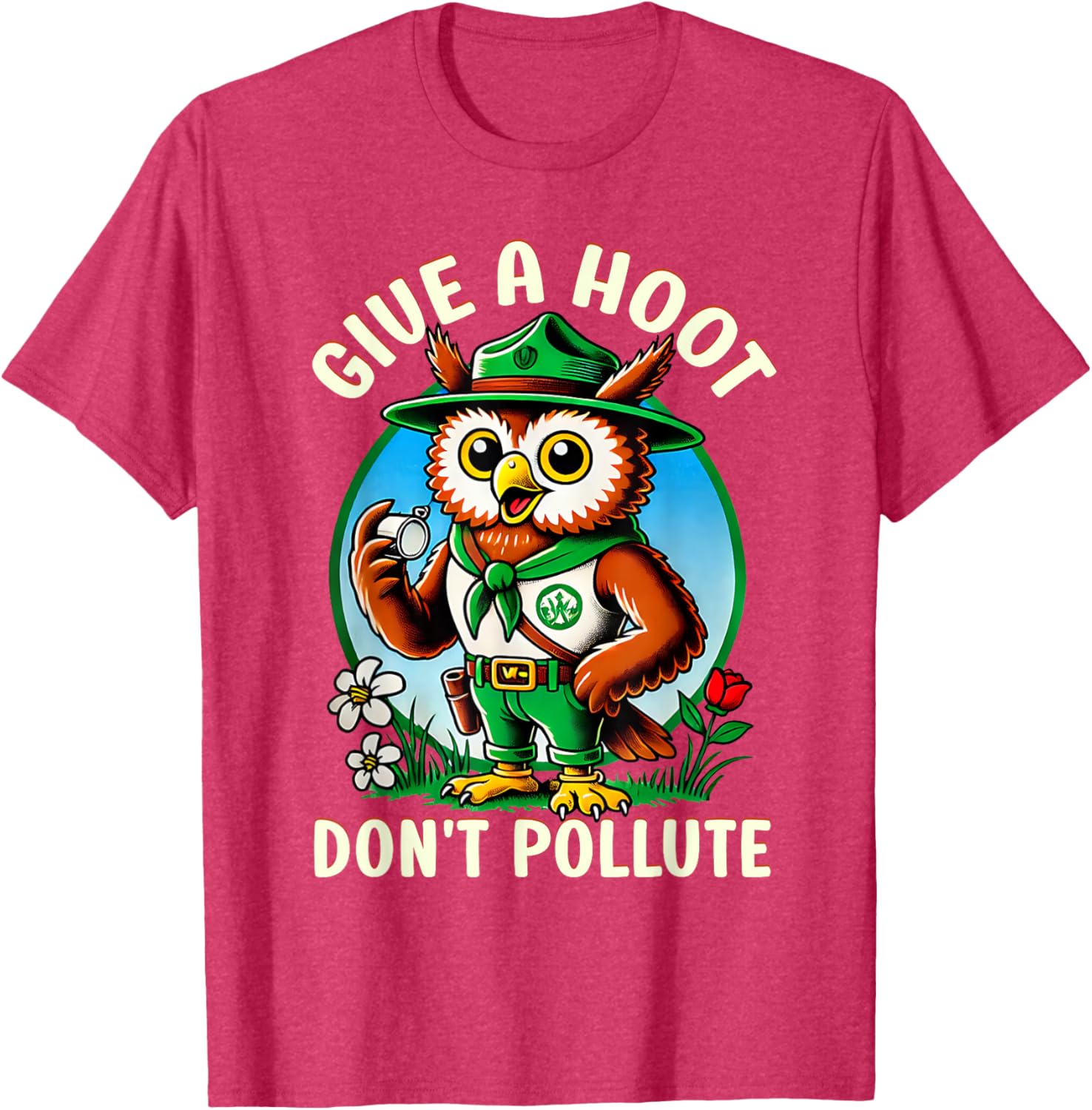 Retro Vintage Owl T-Shirt - Eco-Friendly Give A Hoot Don’t Pollute - 15