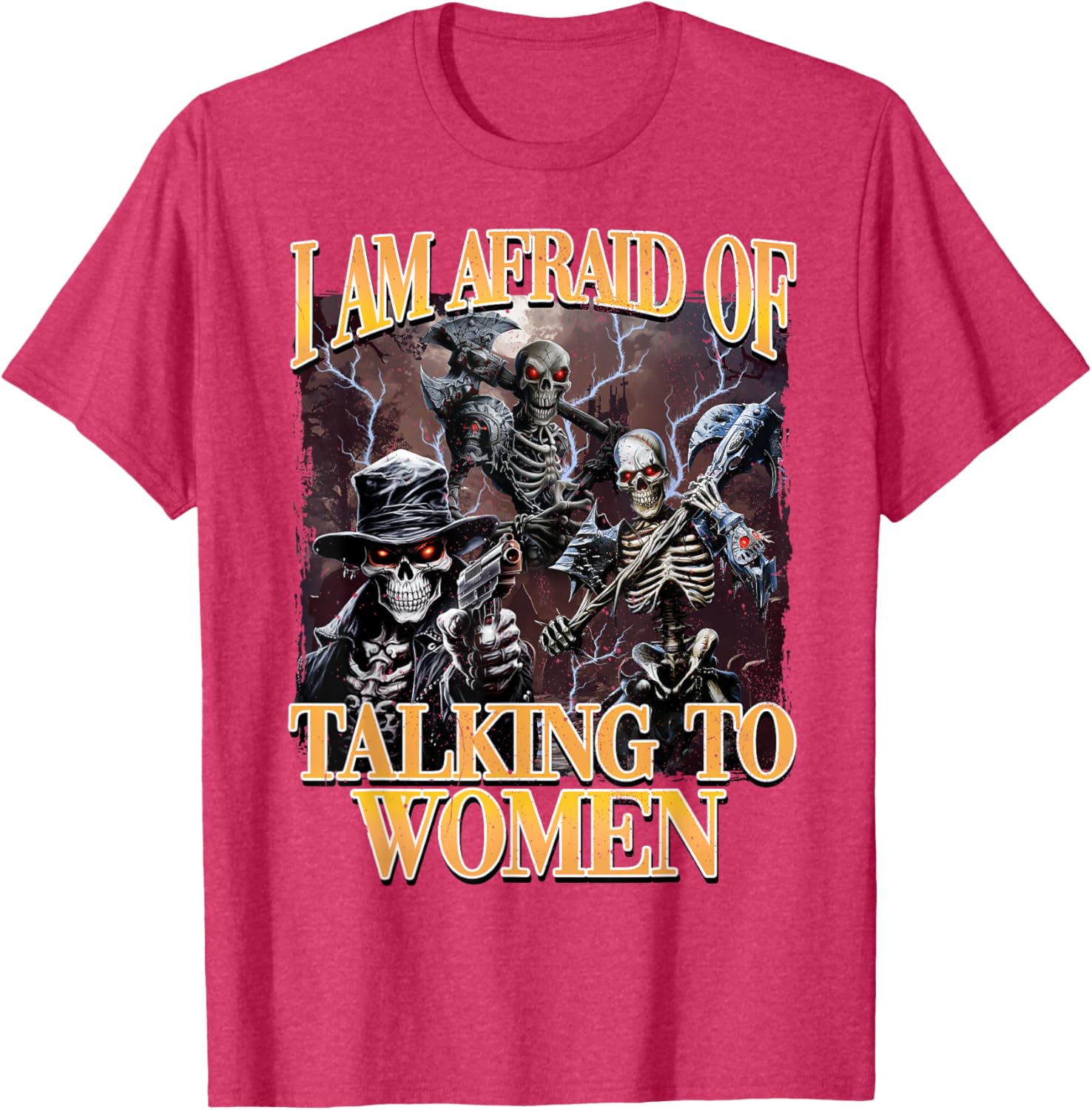 Funny I'm Afraid of Talking to Women Skeleton Meme T-Shirt for Men - 27