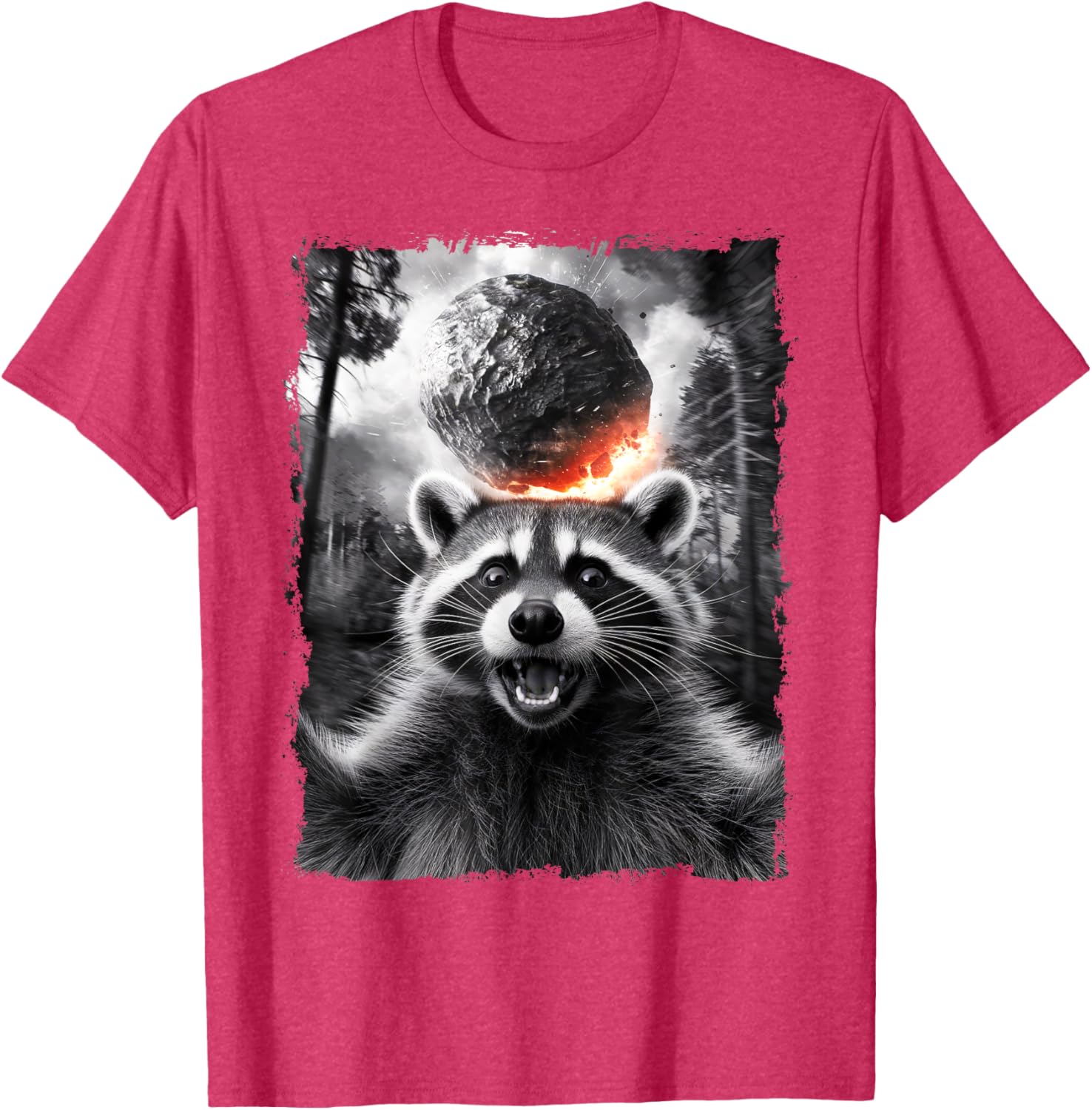 2024 Raccoon Asteroid Impact Selfie Photo T-Shirt for Fun Earth Lovers - 7