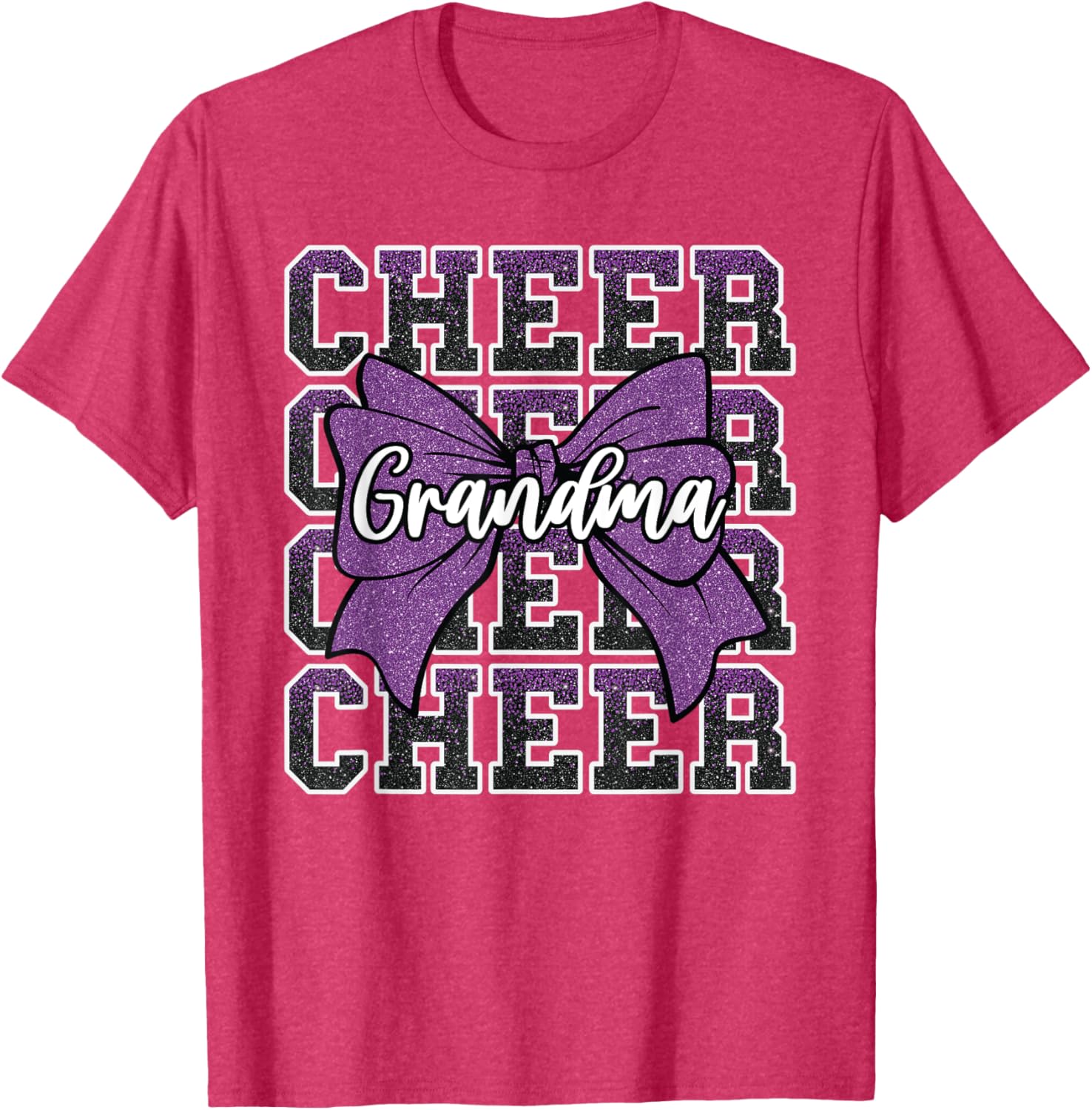 Cheer Grandma Bow Sport Purple T-Shirt for Cheerleaders and Fans - 25
