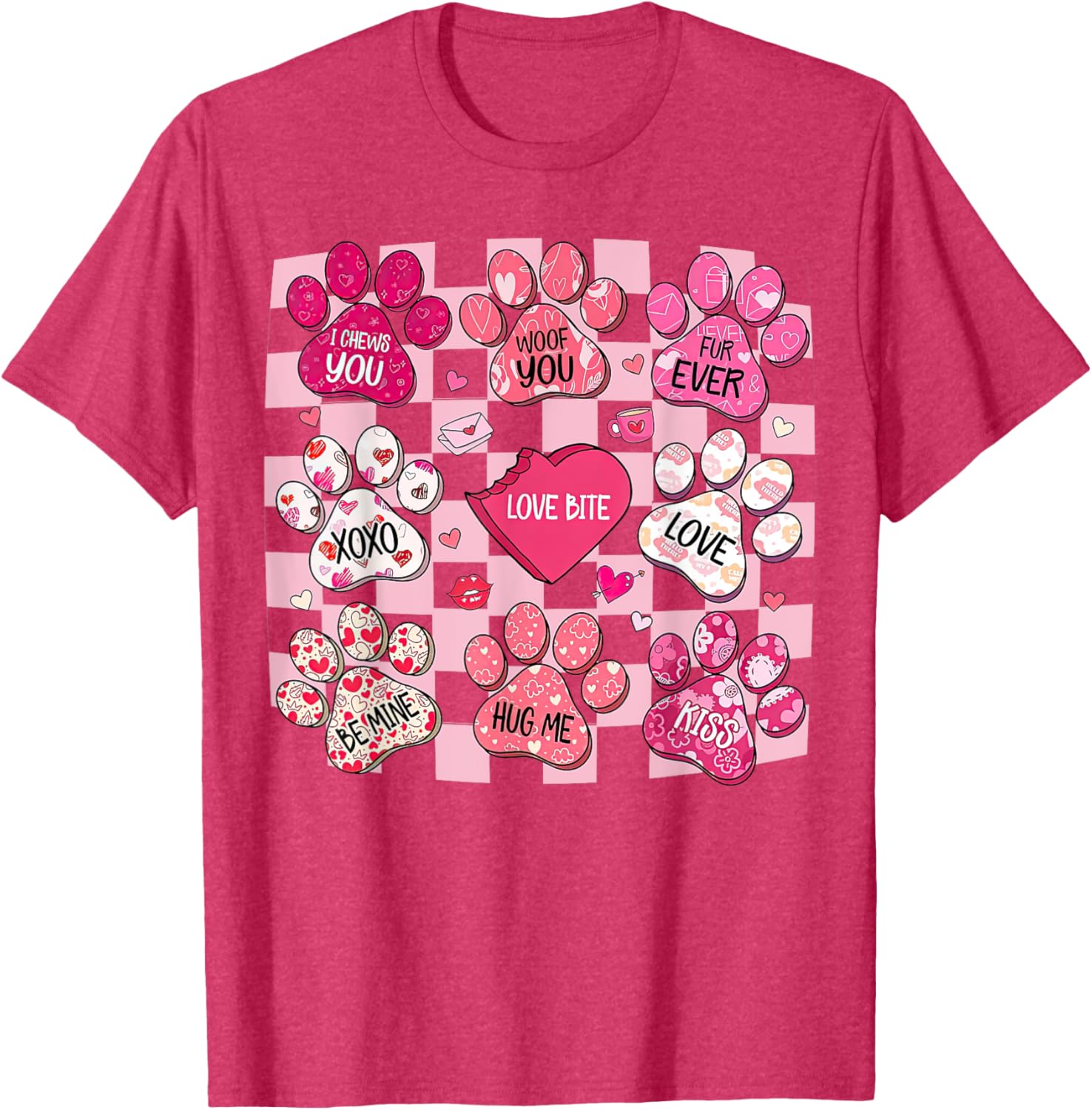 Cute Dog Paw Heart T-Shirt for Valentine's Day - Perfect Gift for Dog Lovers - 8
