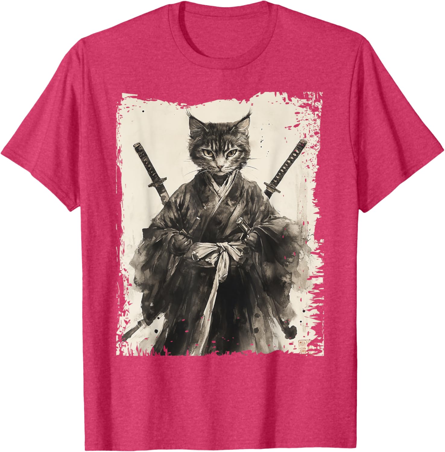 Samurai Cat Vintage Ukiyo-e Warrior Graphic Tee for Men and Women - 9
