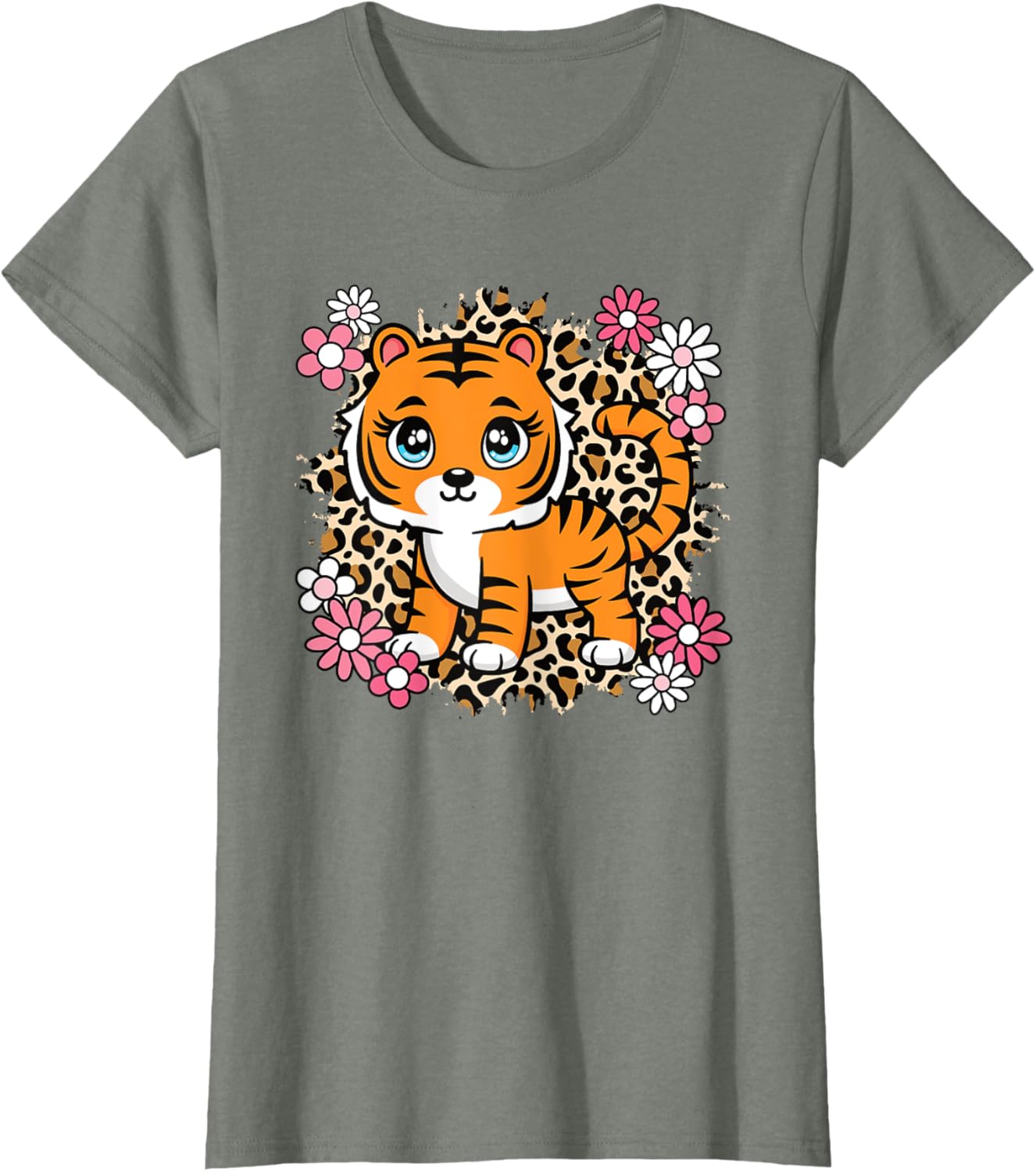 Cute Tiger Flowers T-Shirt for Women Girls and Kids - Perfect Gift for Tiger Lovers - 15