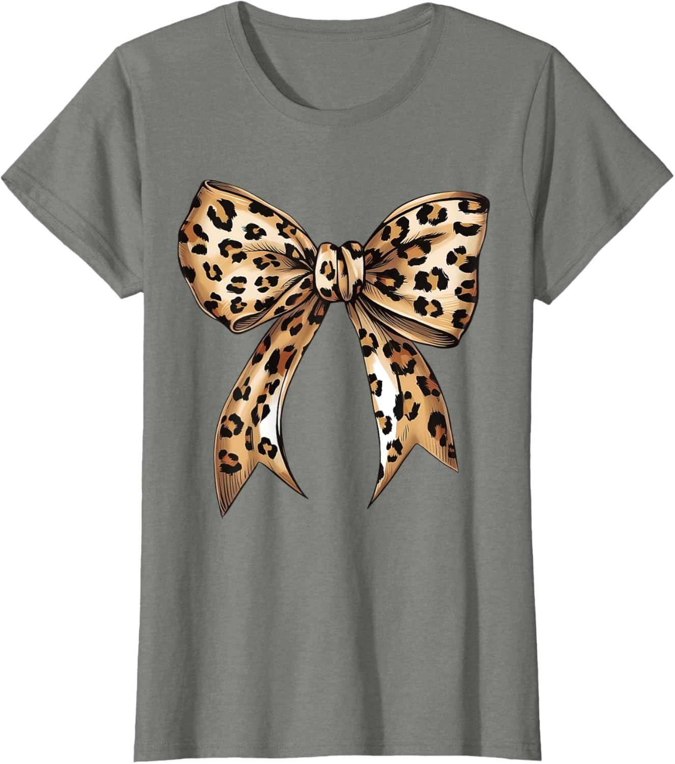 Stylish Leopard Print Croquette Bow T-Shirt for Trendy Fashion Lovers - 3