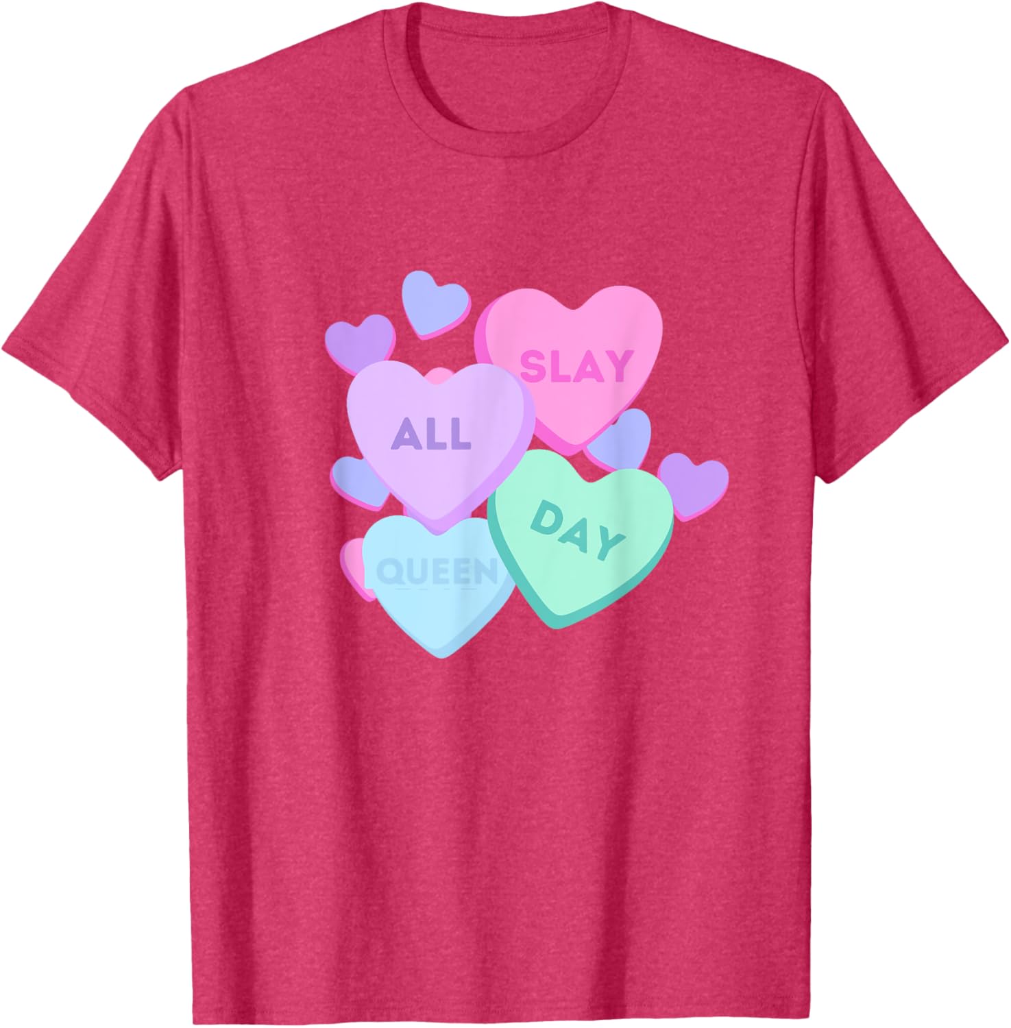 Slay All Day Pastel Heart Candy Graphic T-Shirt for Valentine's Day - 3