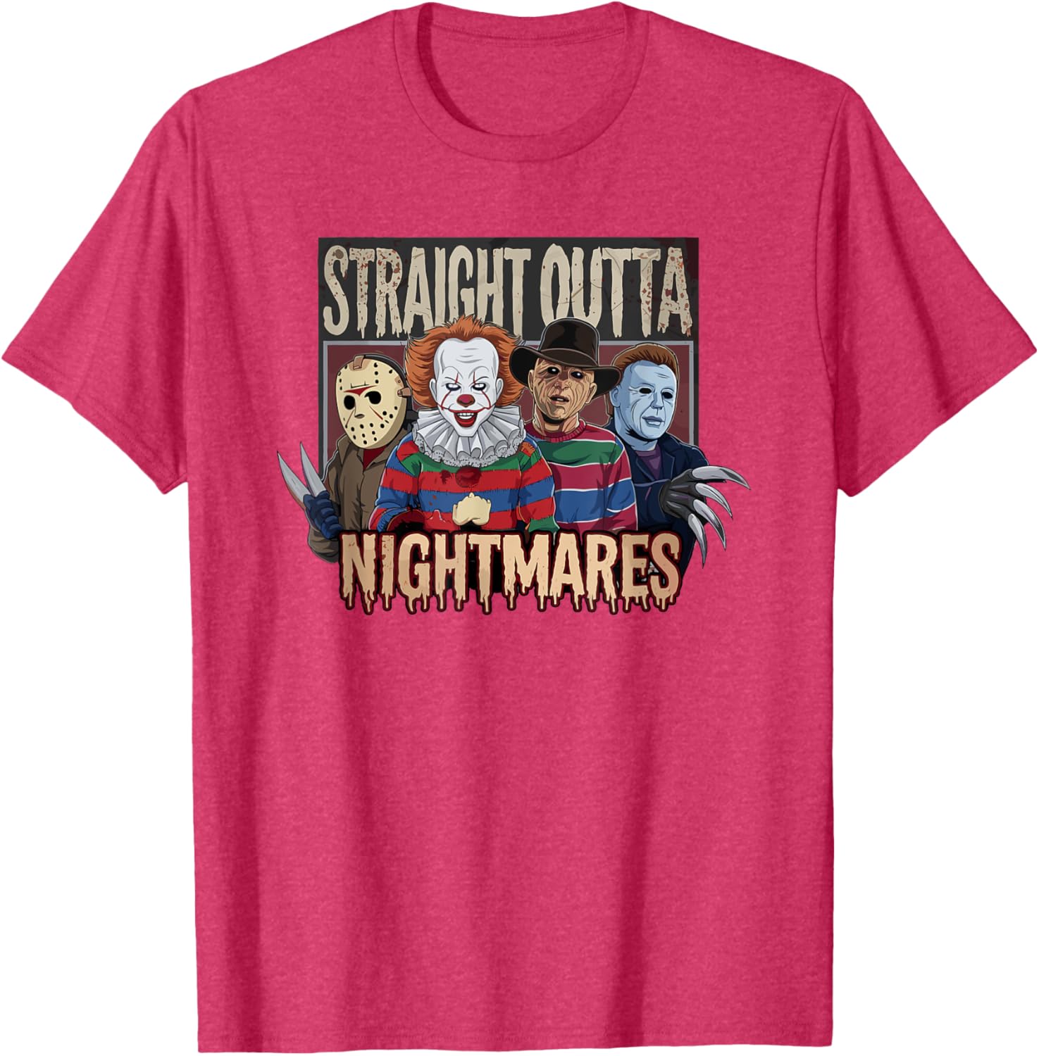 Vintage Horror Halloween Scary T-Shirt Straight Outta Nightmares Fun - 24