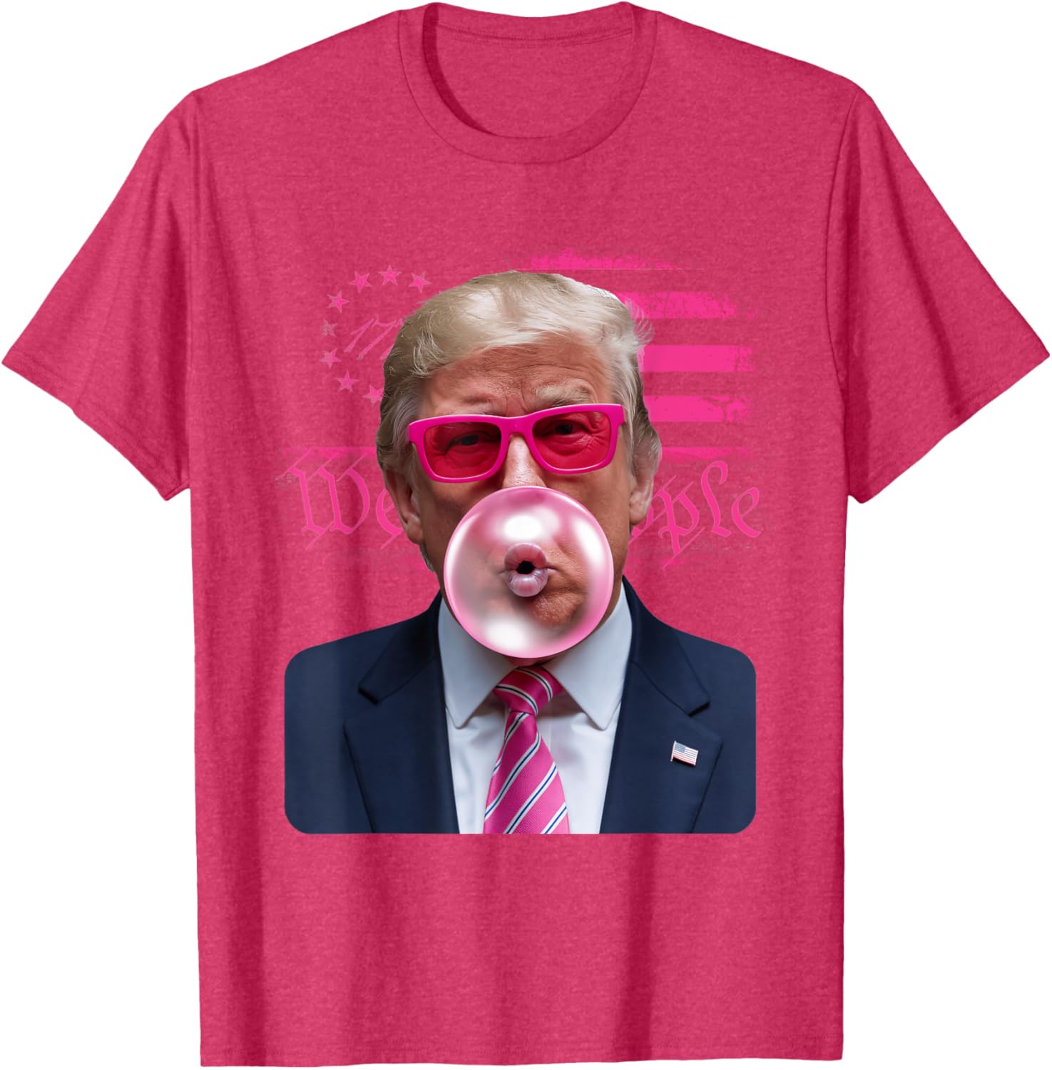 Trump Pink Glasses Bubble Gum 4th of July American Flag T-Shirt - 20