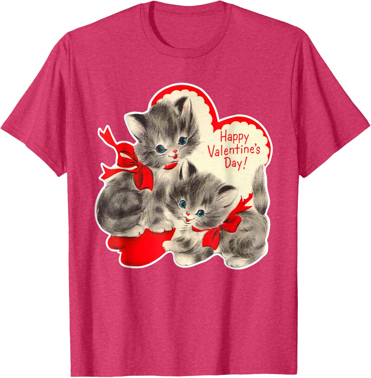 Vintage Valentine's Day Cat T-Shirt Retro Kitten Love Top for Pet Lovers - 24