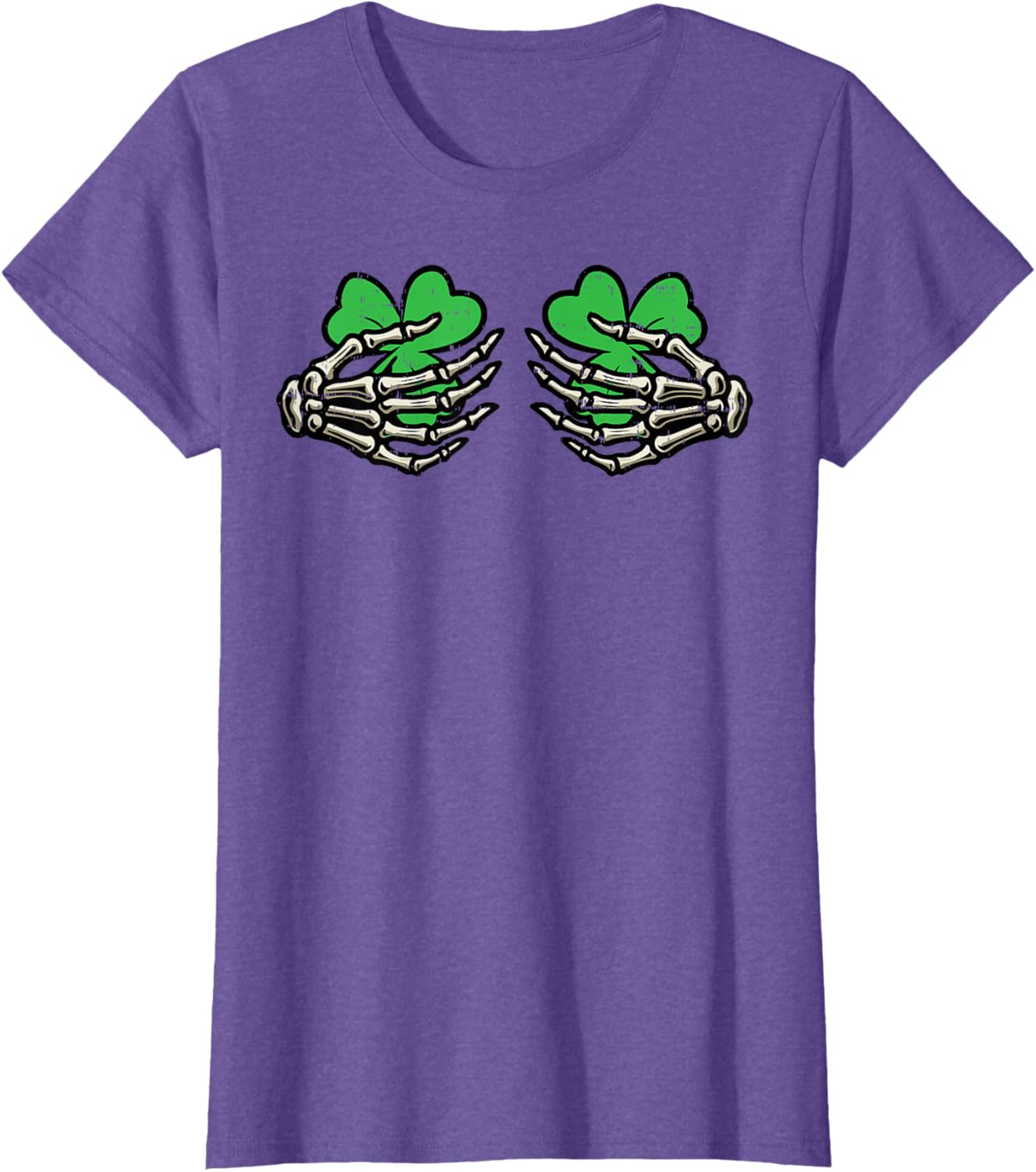 St Patricks Day Skeleton Hand Clover T-Shirt for Women - Fun Saint Patty's Style - 5