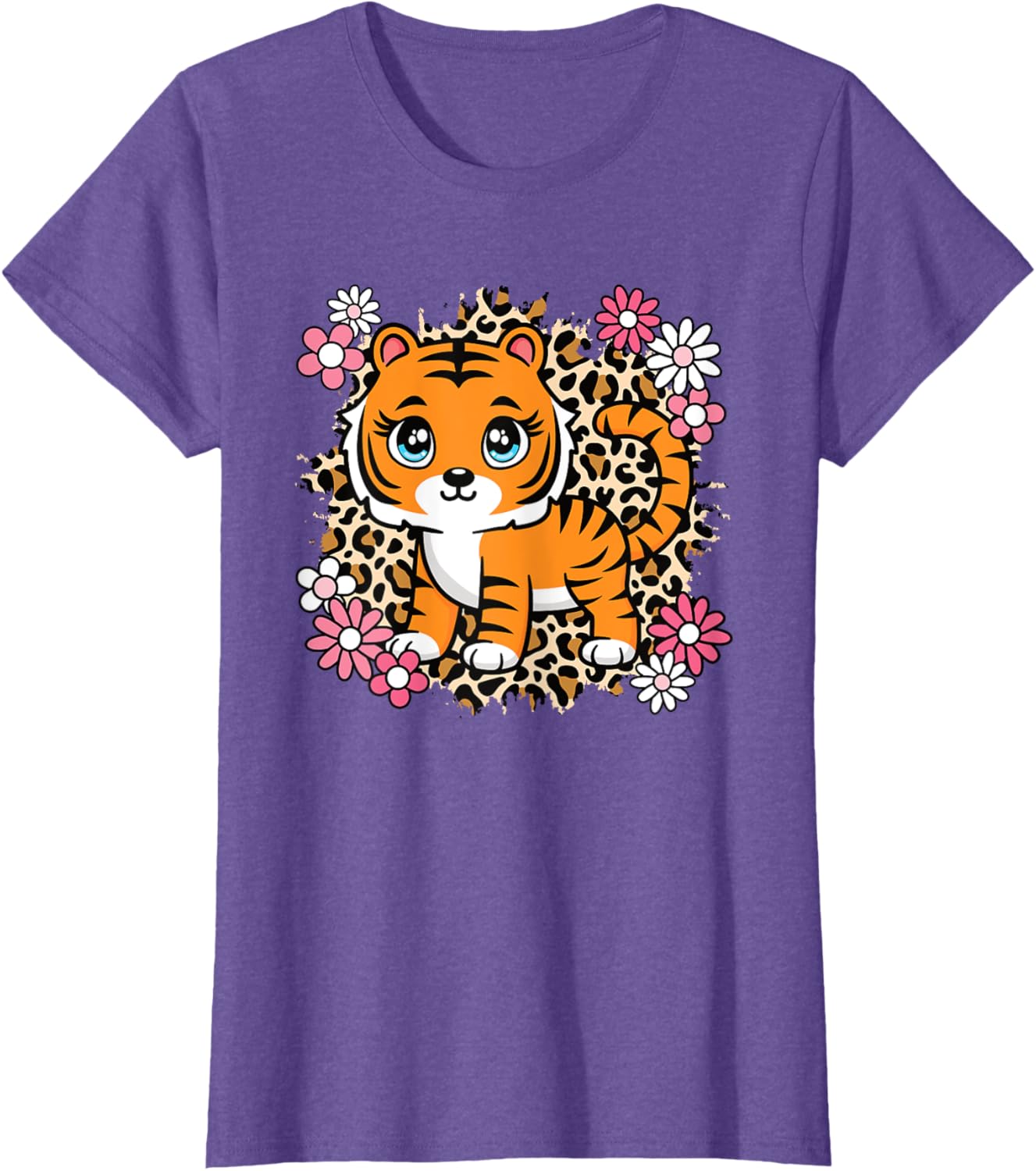 Cute Tiger Flowers T-Shirt for Women Girls and Kids - Perfect Gift for Tiger Lovers - 7