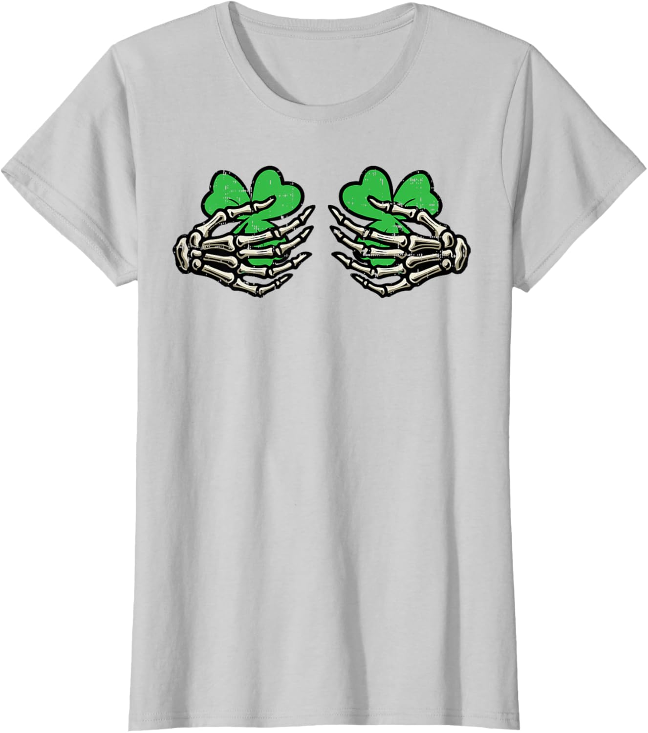 St Patricks Day Skeleton Hand Clover T-Shirt for Women - Fun Saint Patty's Style - 15