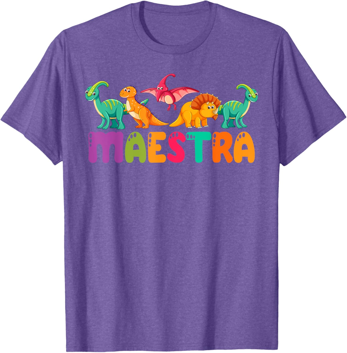 Cute Dinosaurs Bilingual Teacher T-Shirt for Maestra Spanish Teachers - 9