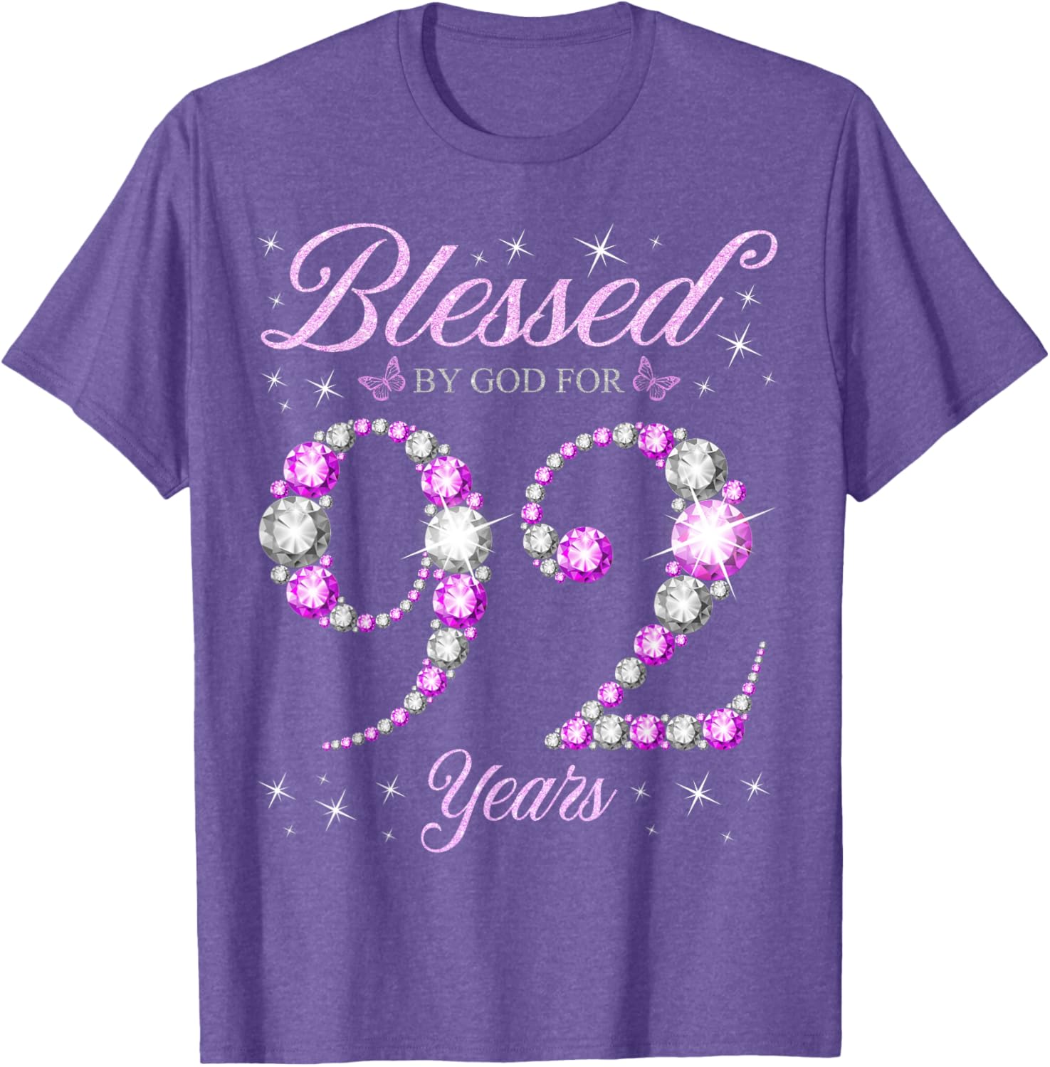 Blessed By God 92 Years Old Birthday Party T-Shirt for 92nd Celebration - 15