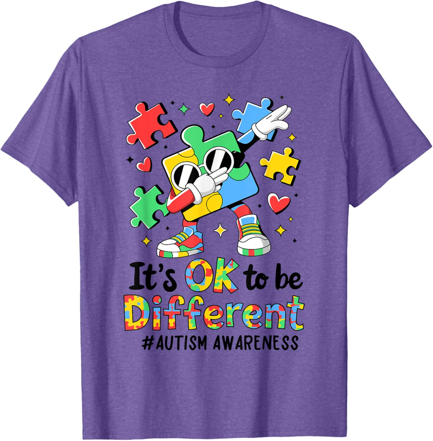 Autism Awareness Dabbing Puzzle Piece T-Shirt It's Okay To Be Different - 8