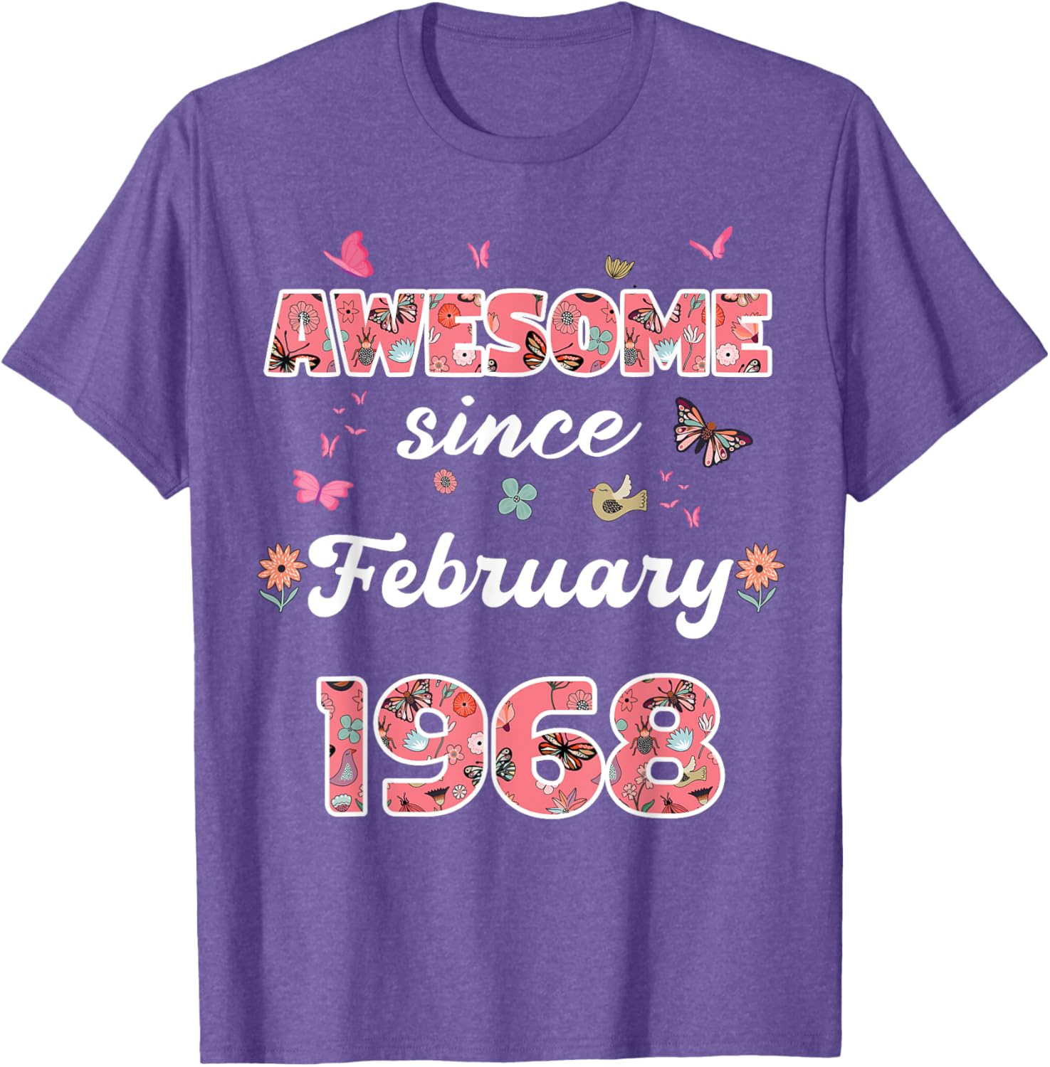 Vintage February 1968 Flowers Birthday T-Shirt for a Special Celebration - 13