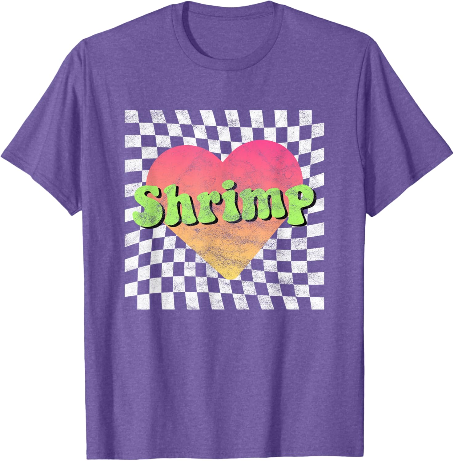 Vintage Retro Shrimp Lover Heart T-Shirt for Seafood Fans - 13