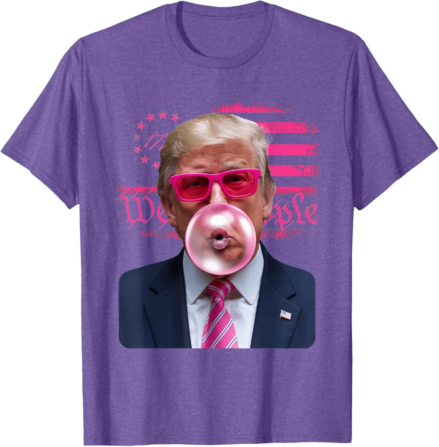Trump Pink Glasses Bubble Gum 4th of July American Flag T-Shirt - 27