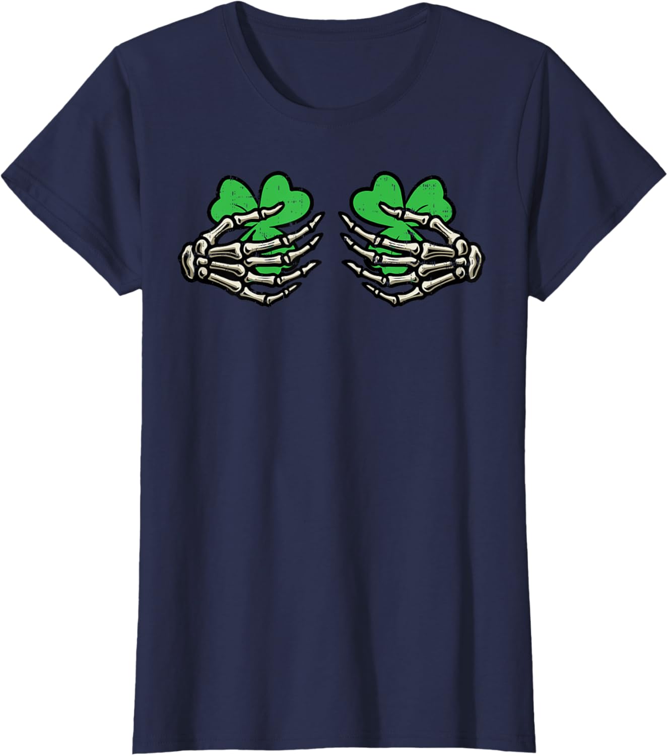 St Patricks Day Skeleton Hand Clover T-Shirt for Women - Fun Saint Patty's Style - 4