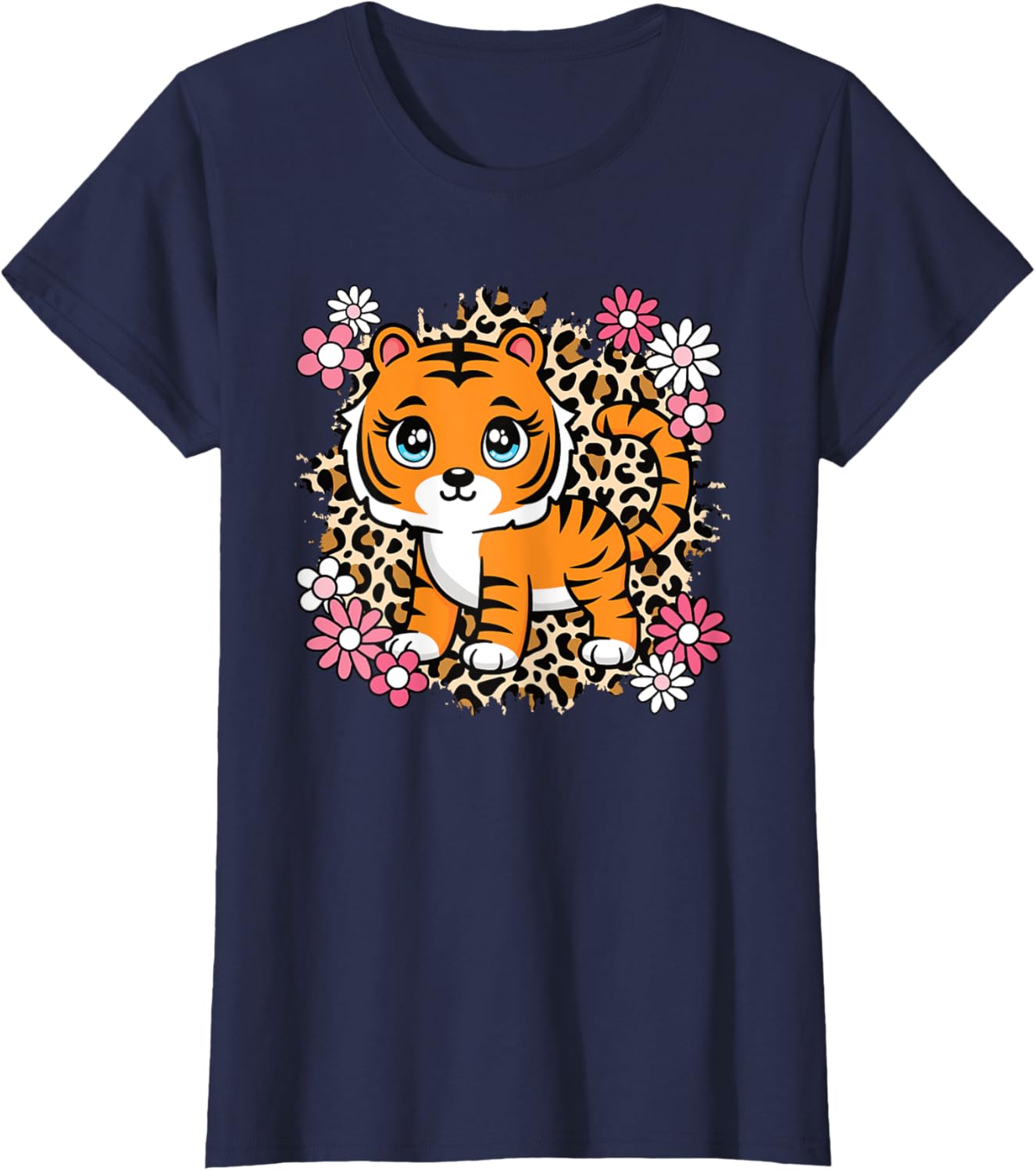 Cute Tiger Flowers T-Shirt for Women Girls and Kids - Perfect Gift for Tiger Lovers - 16