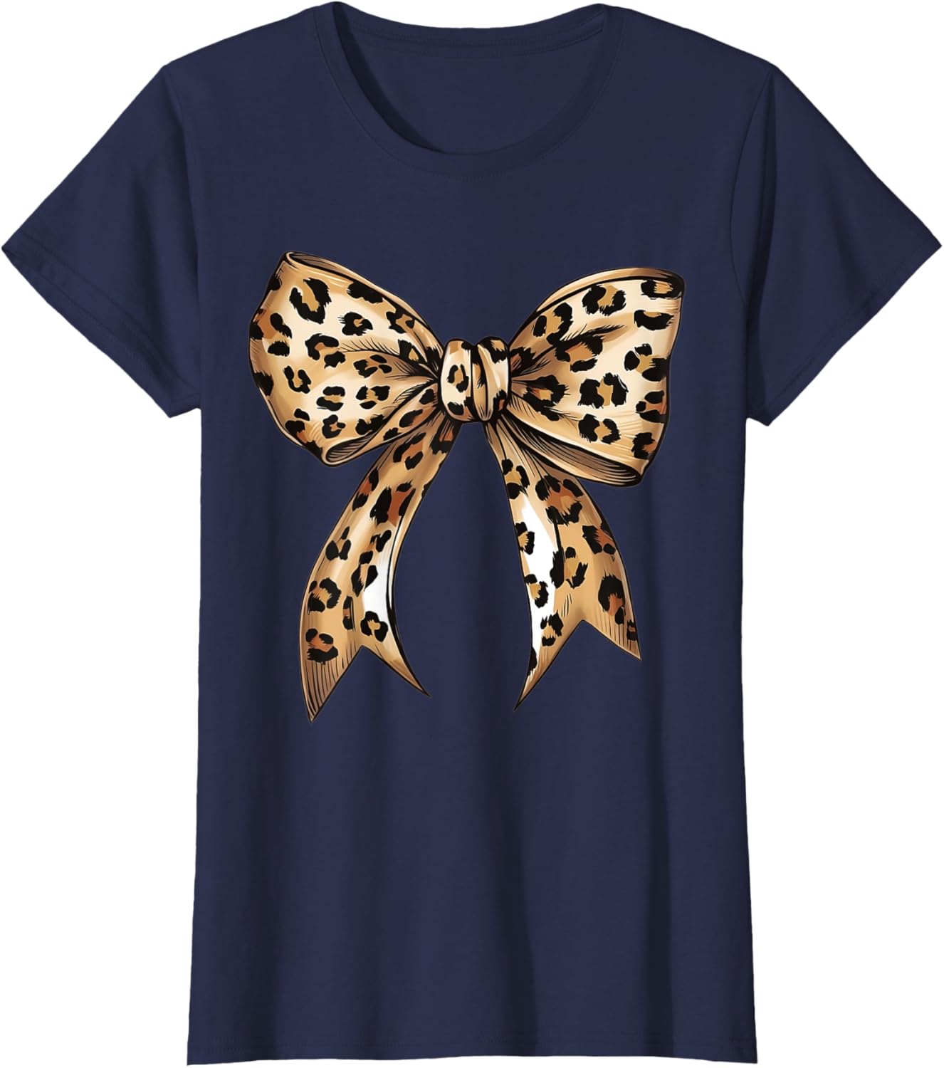 Stylish Leopard Print Croquette Bow T-Shirt for Trendy Fashion Lovers - 23