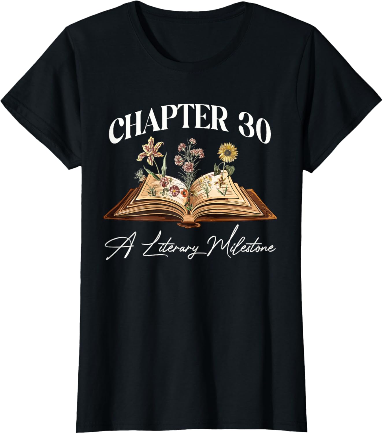 Wildflower Book Lover 30th Birthday T-Shirt for Nature Enthusiasts - 2
