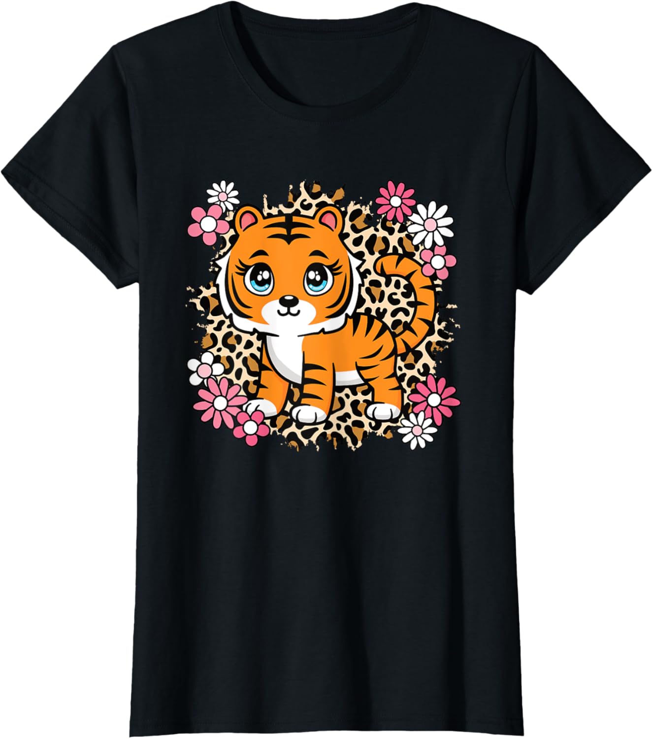 Cute Tiger Flowers T-Shirt for Women Girls and Kids - Perfect Gift for Tiger Lovers - 11