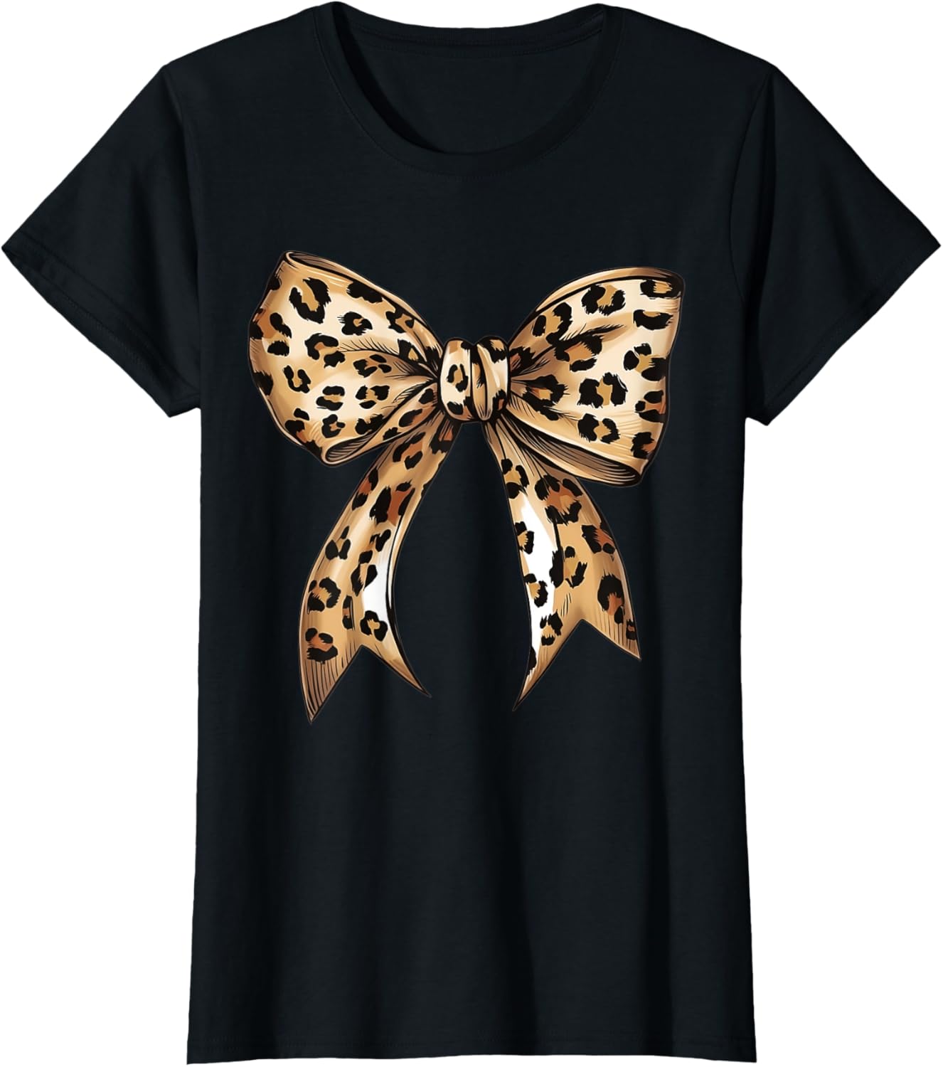 Stylish Leopard Print Croquette Bow T-Shirt for Trendy Fashion Lovers - 20