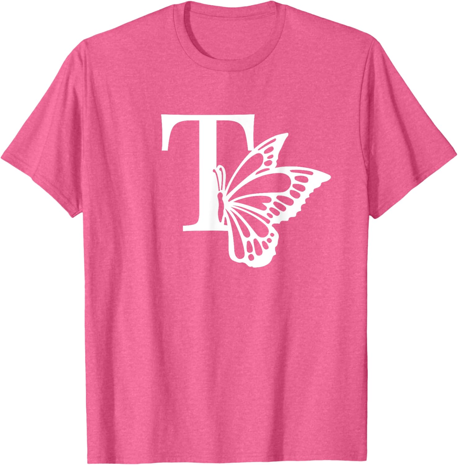 Butterfly Monogram Initial T T-Shirt Stylish Alphabet Tee for Women - 21