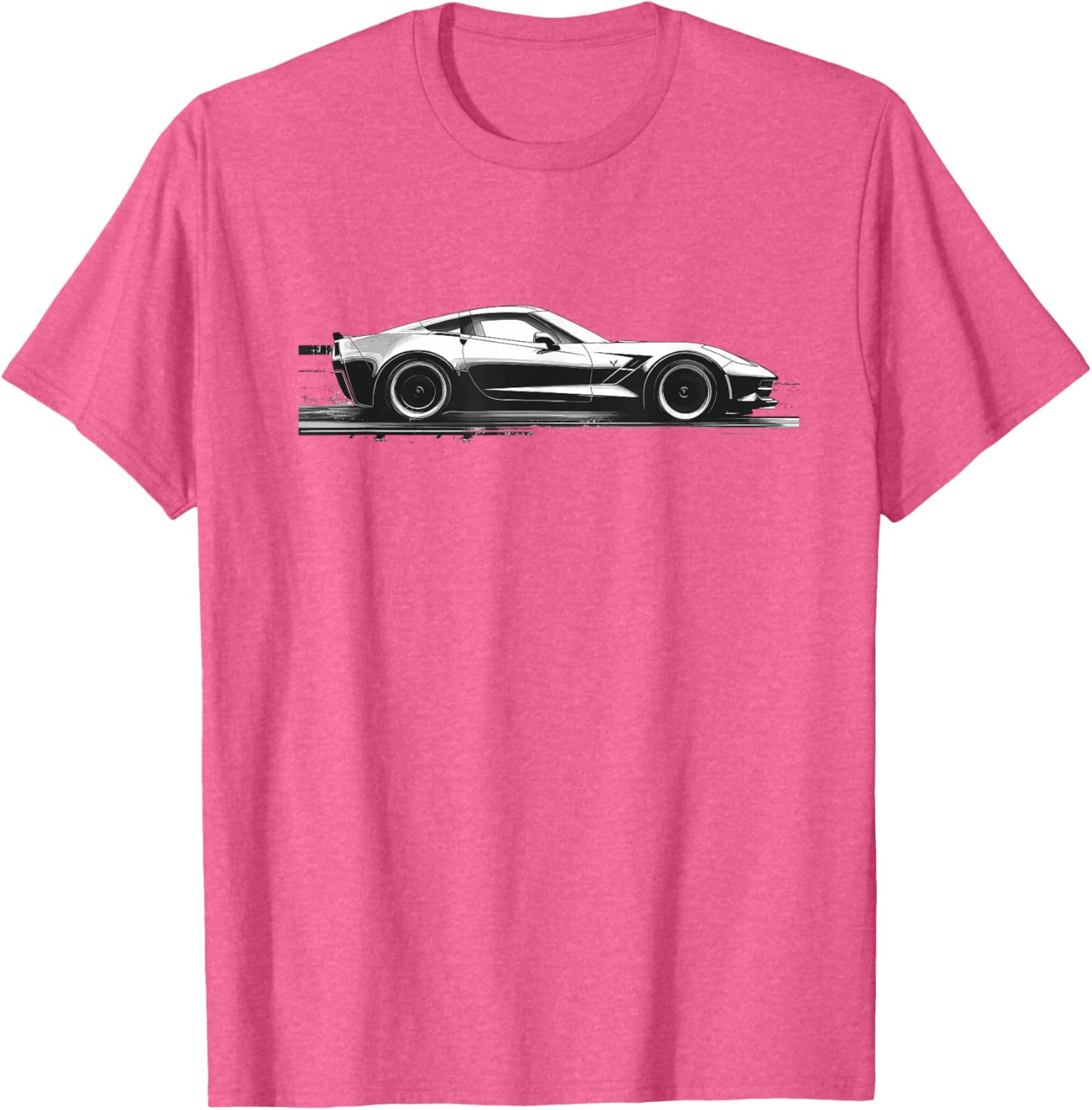 C7 Vette Silhouette Black and White Supercar Racecar T-Shirt - 18
