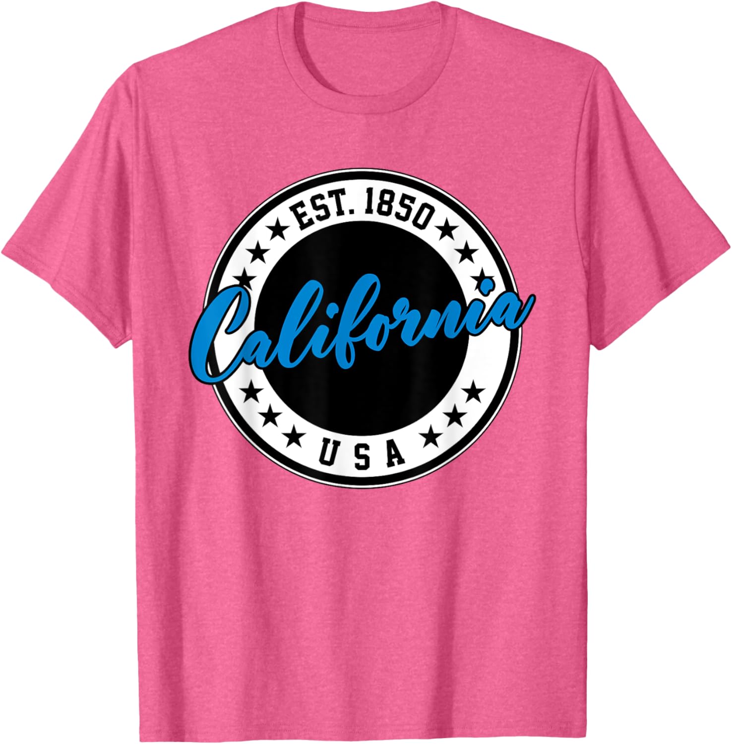 California USA Script Circle Blue Text T-Shirt for Casual Style - 13