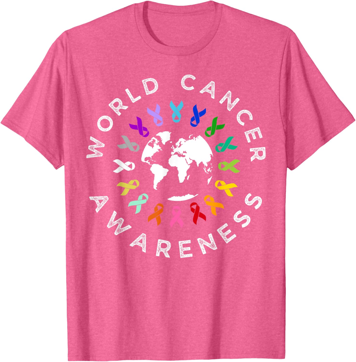 World Cancer Day Awareness Multi-Color Ribbon T-Shirt for Supporters - 5