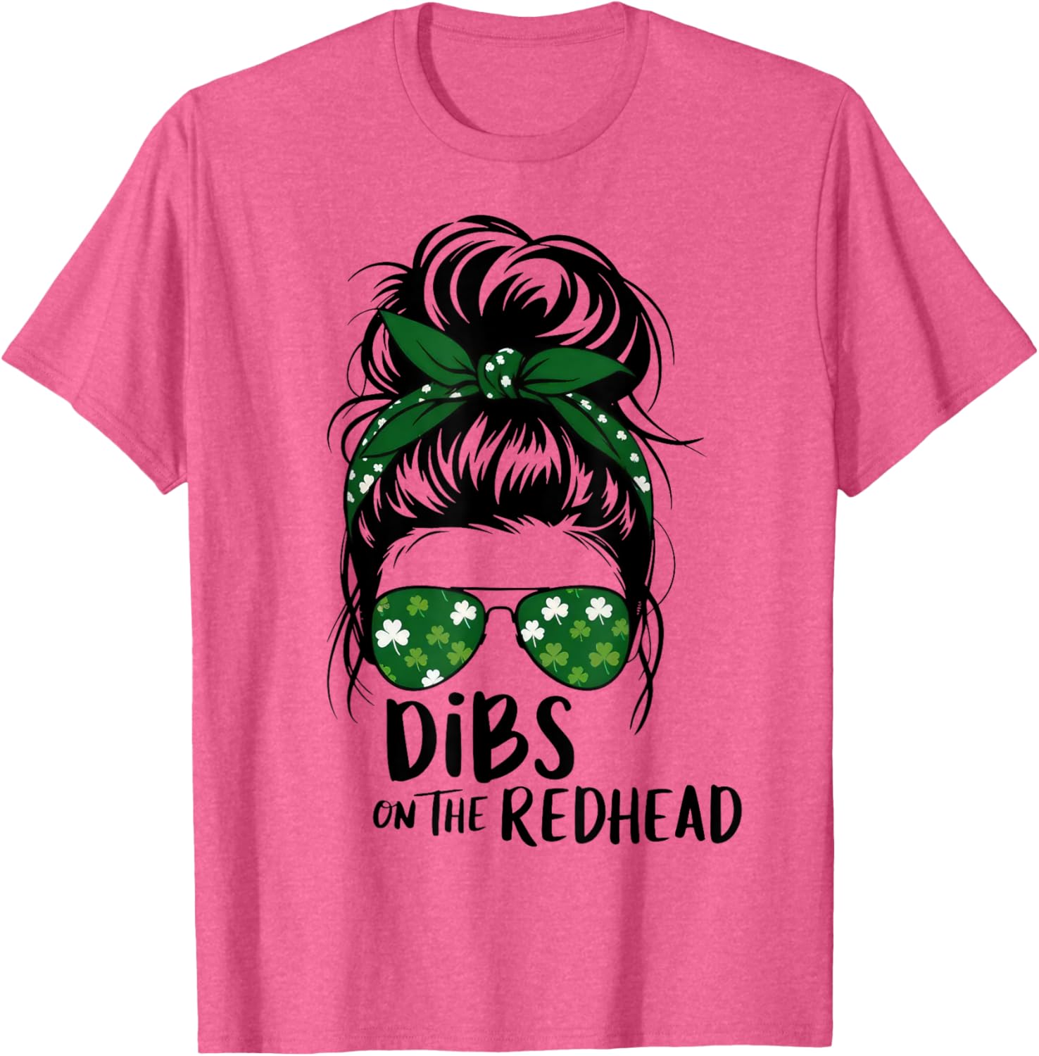 St Patricks Day Messy Bun Shamrock Redhead Dibs T-Shirt for Fun Celebrations - 9