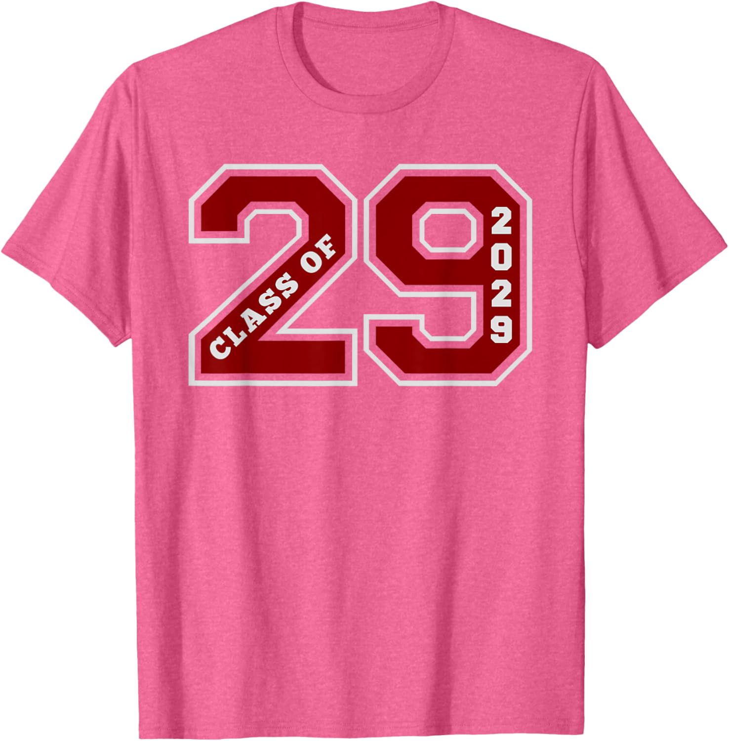 Class of 2029 Maroon Letterman Style Grad T-Shirt for Future Graduates - 5