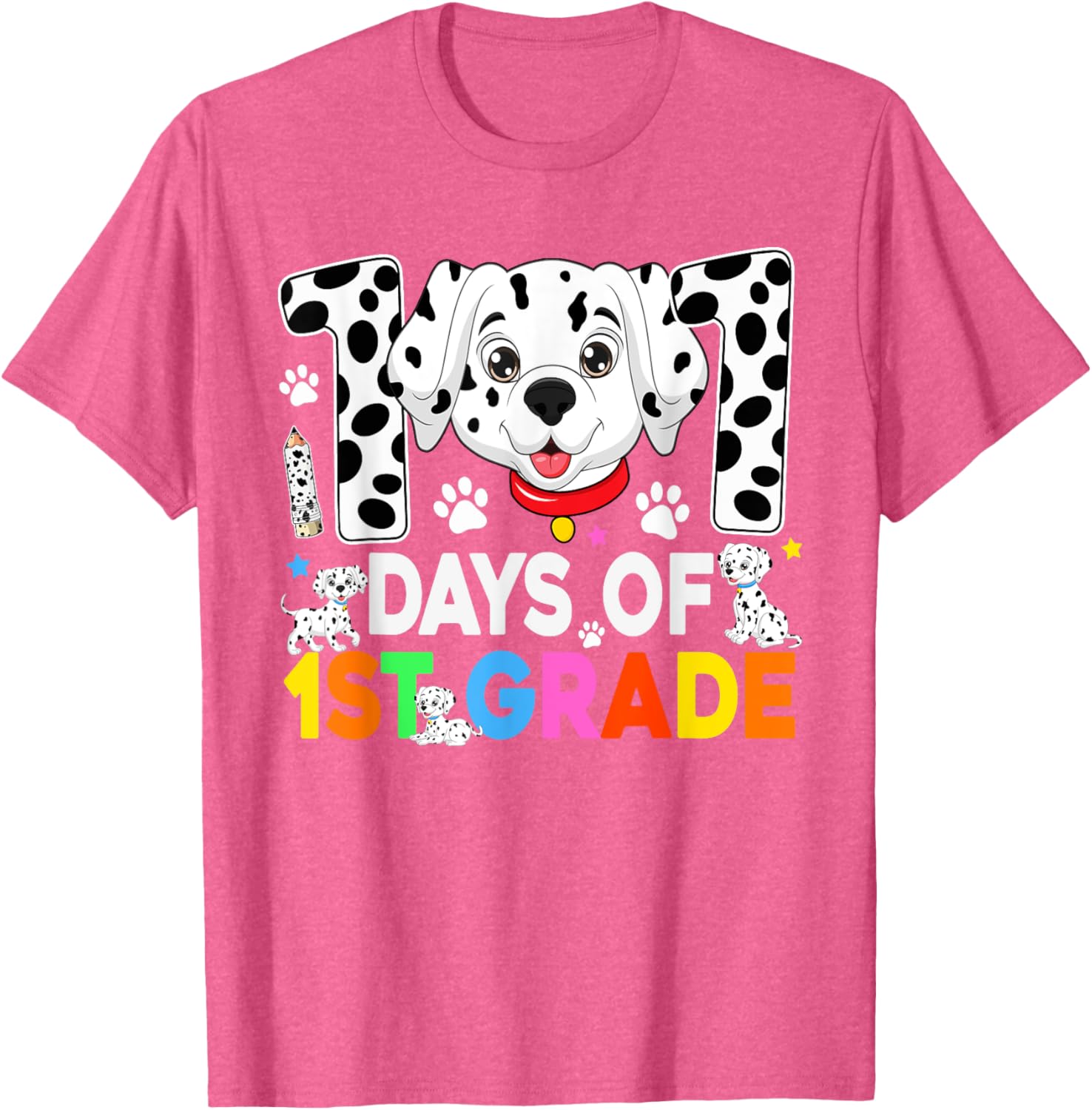 100 Days of School Dalmatian Dog T-Shirt for Kids 3rd Grade Fun Fashion - 5