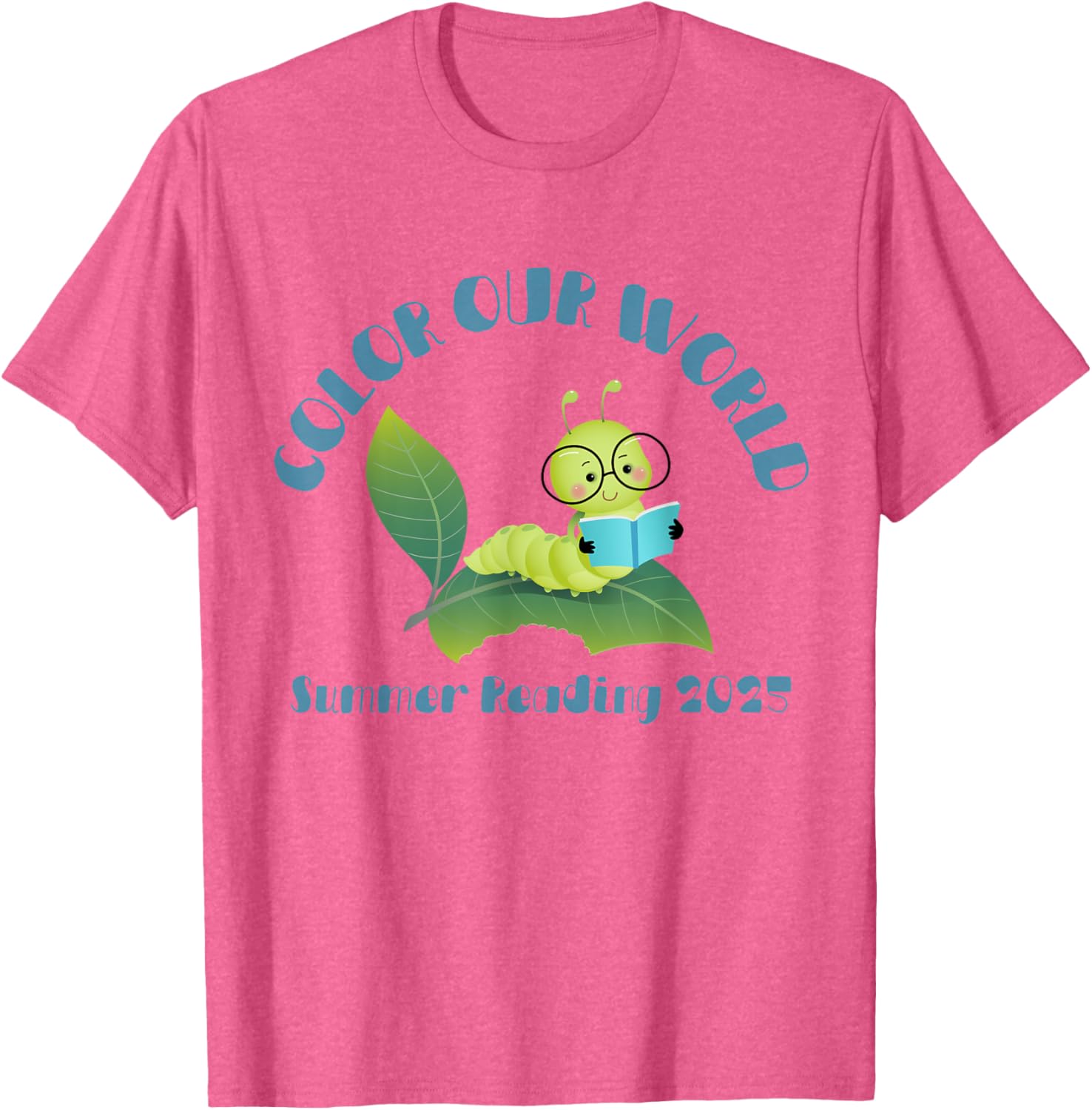 Color Our World Summer 2025 Reading Program Book Worm T-Shirt for Kids - 17