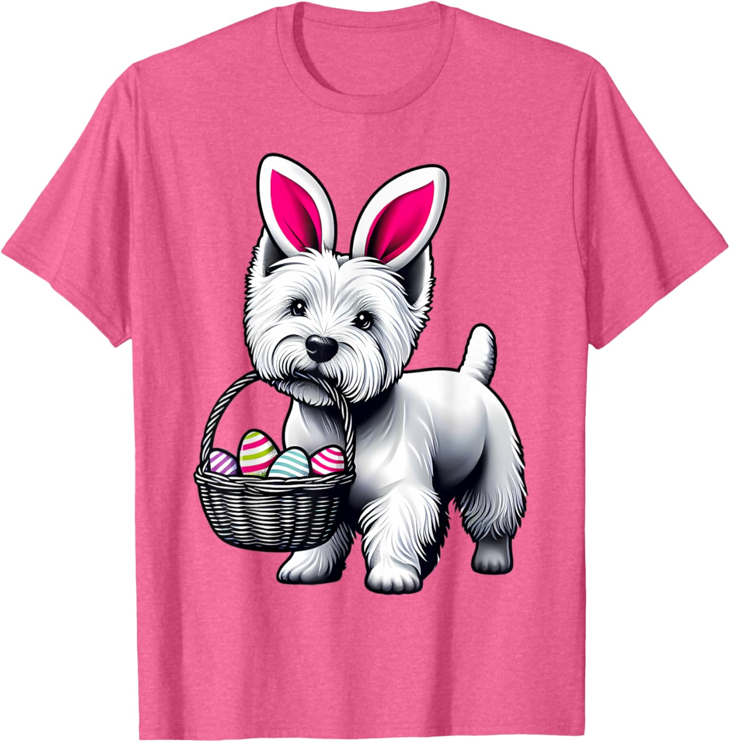 Adorable Bunny Ear West Highland Terrier Easter Eggs T-Shirt for Dogs - 9