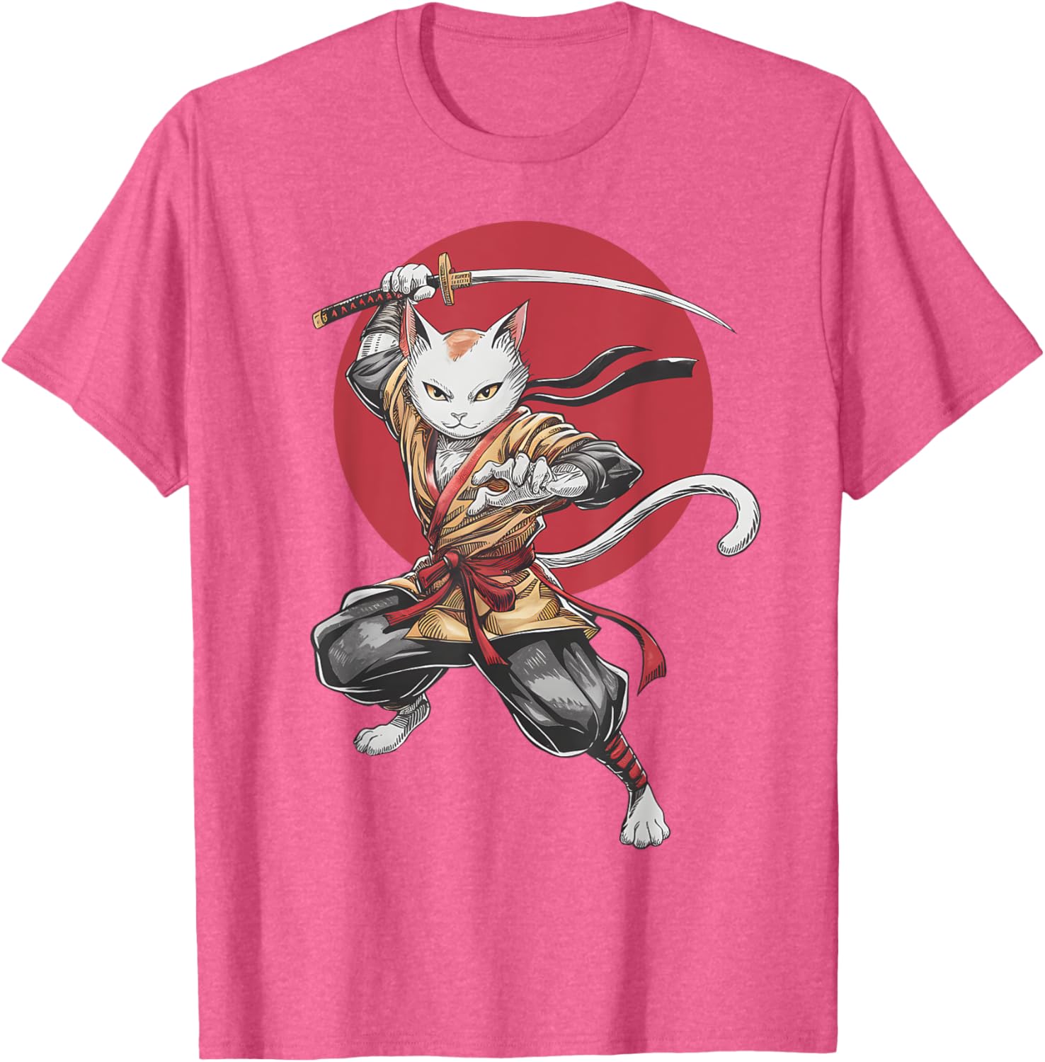 Samurai Cat Vintage Japanese Art Anime T-Shirt for Cat Lovers - 10
