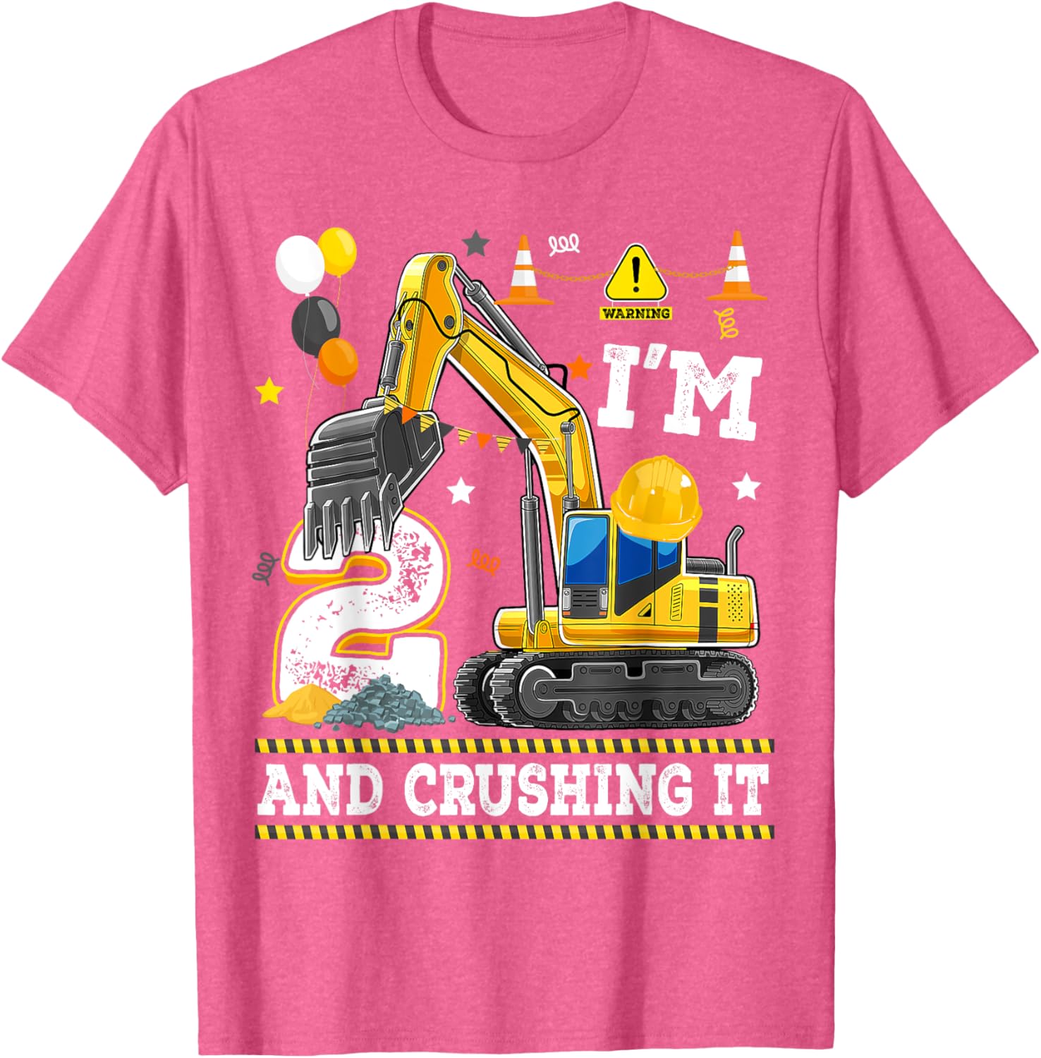 Adorable 2nd Birthday Excavator Digger Builder T-Shirt for Kids - 15