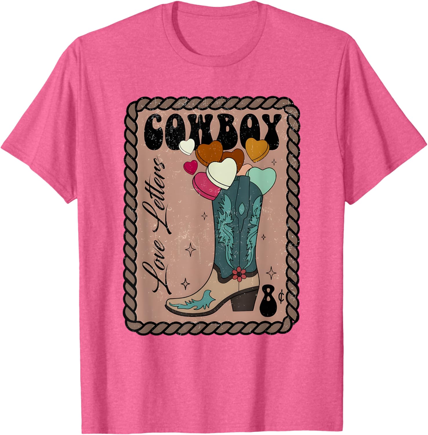 Cute Cowboy Love Letter Retro Valentine T-Shirt for Western Lovers - 17