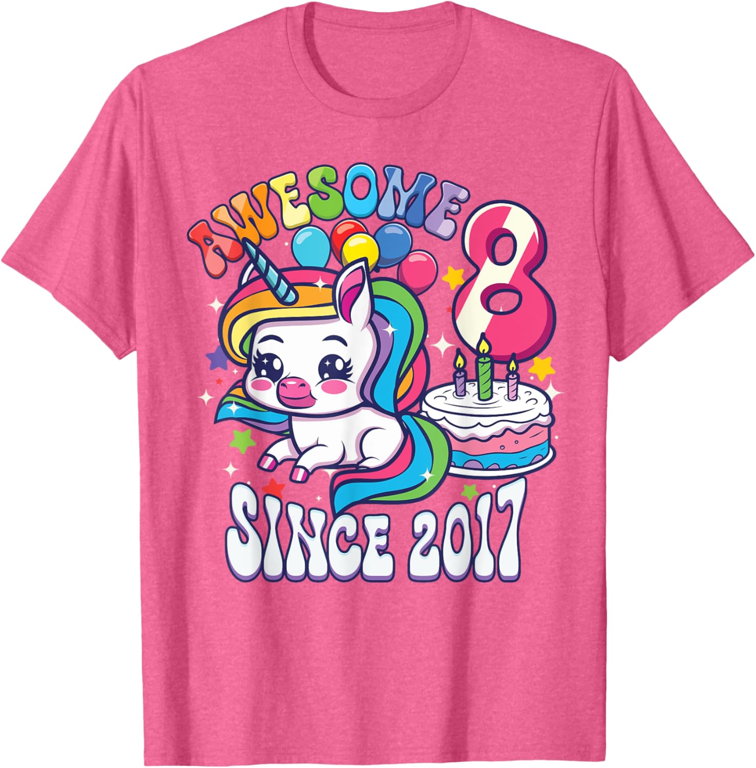 8th Birthday Unicorn T-Shirt Awesome Since 2017 Perfect Gift for Girls - 17